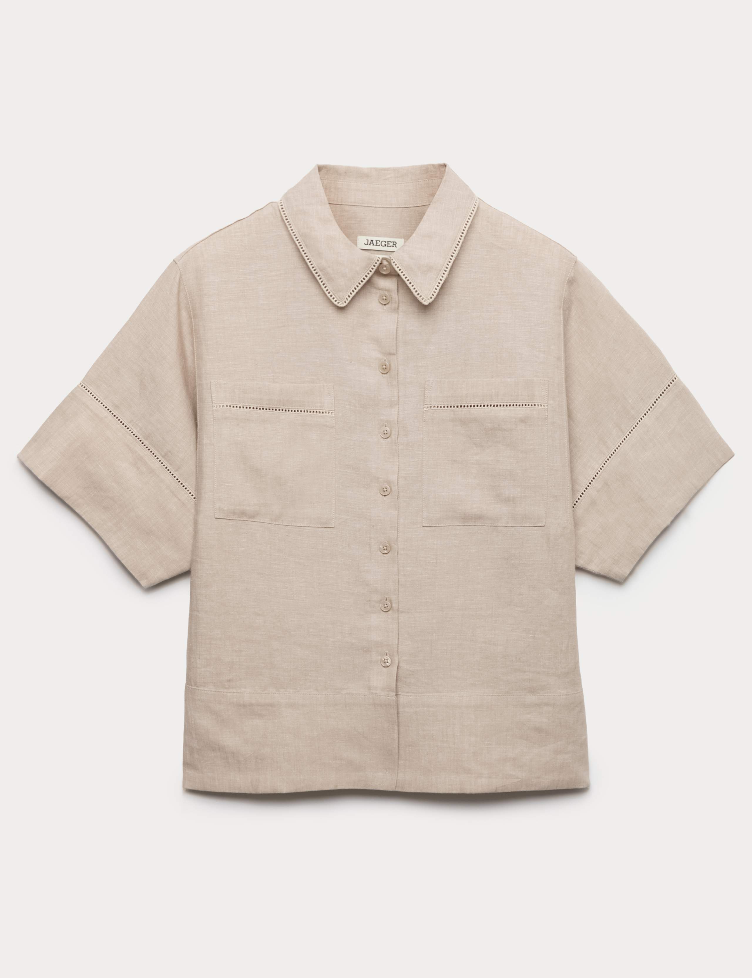 Pure Linen Collared Stitch Detail Shirt 2 of 7