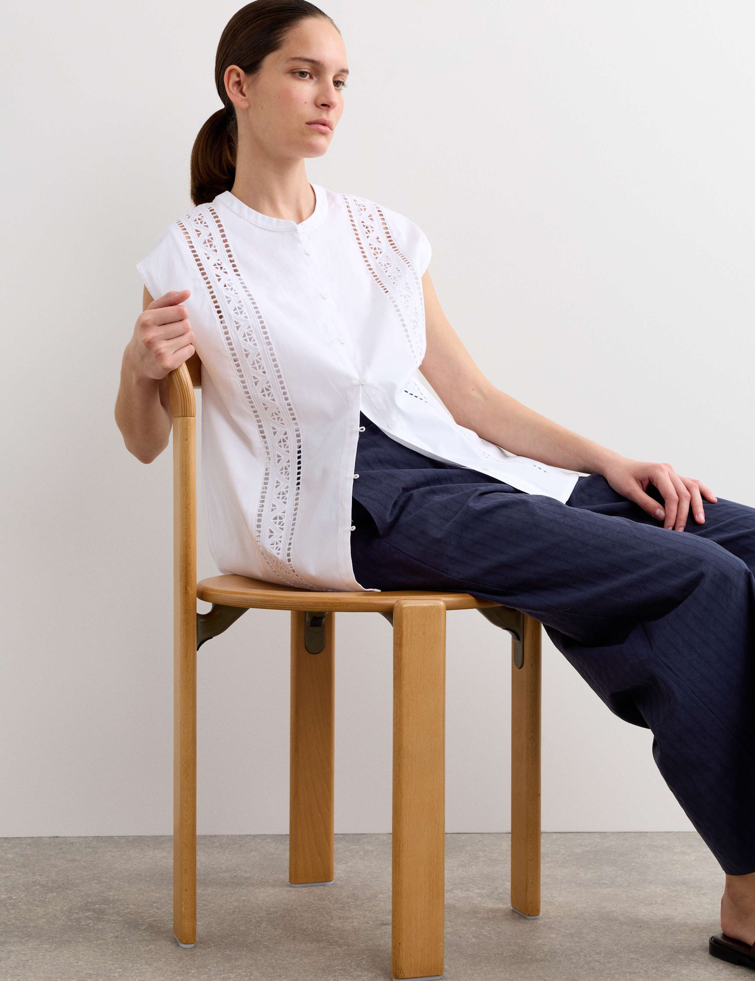 Pure Cotton Broderie Detail Top 6 of 8