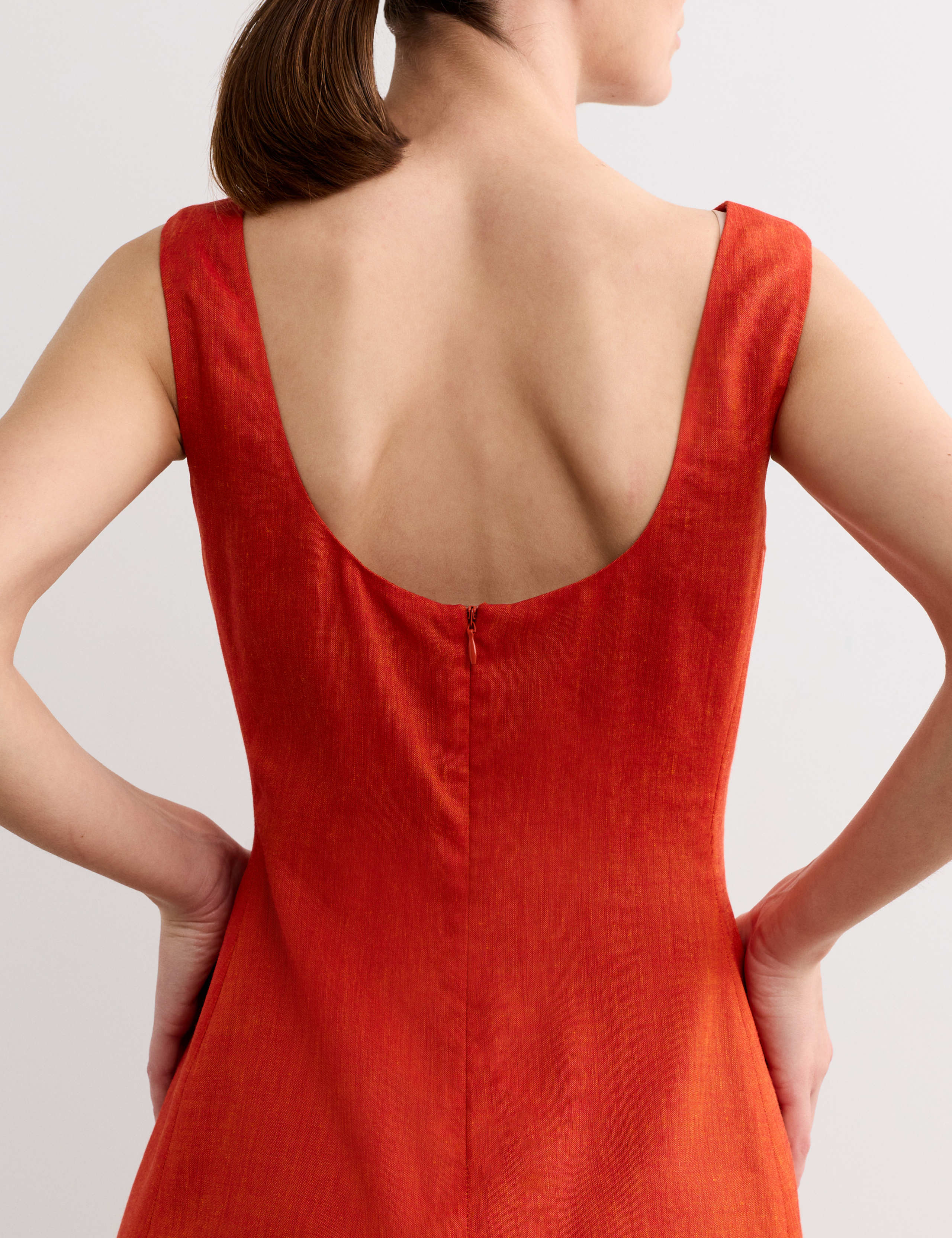 Linen Blend Scoop Back Shell Top with Wool 5 of 7