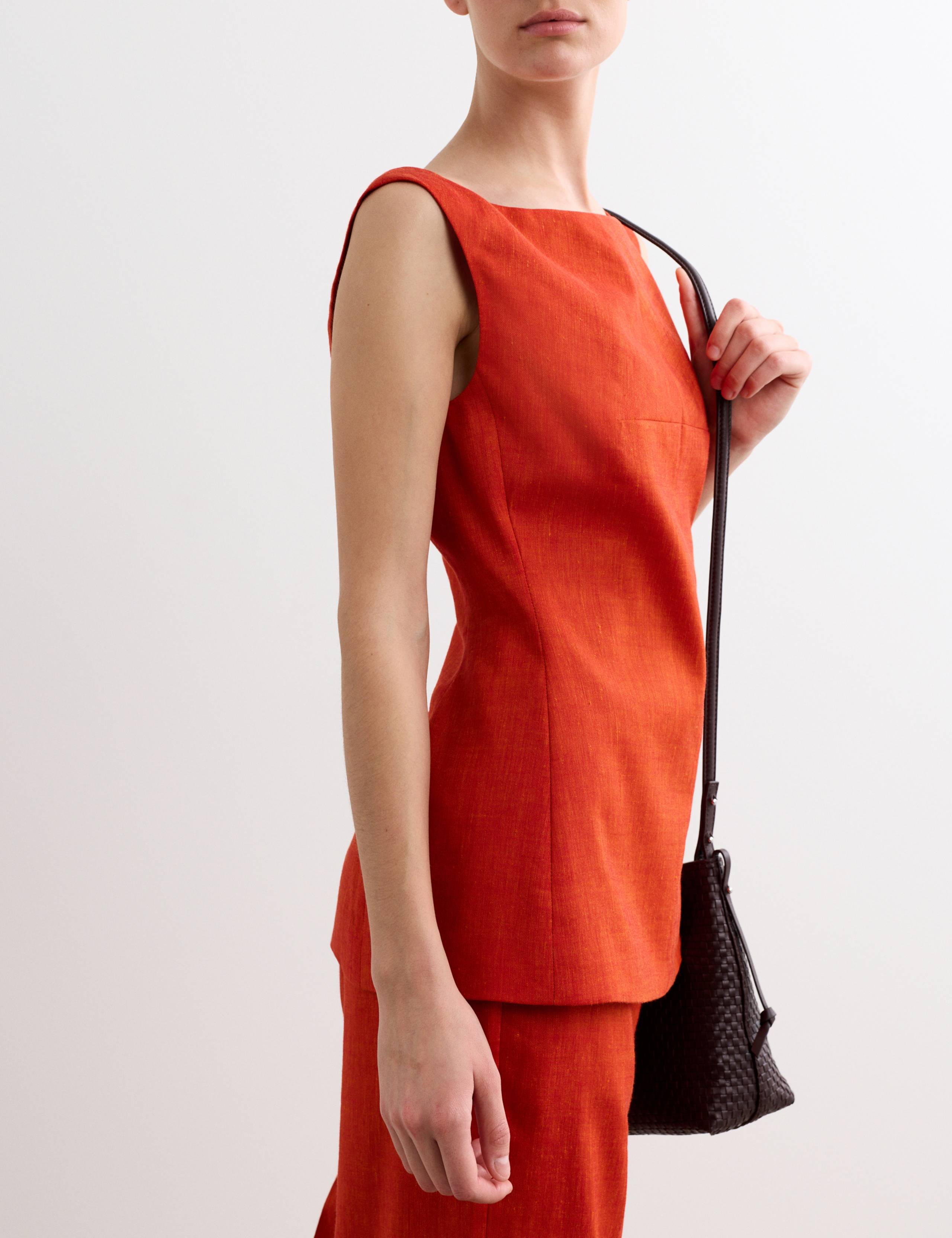 Linen Blend Scoop Back Shell Top with Wool 6 of 7