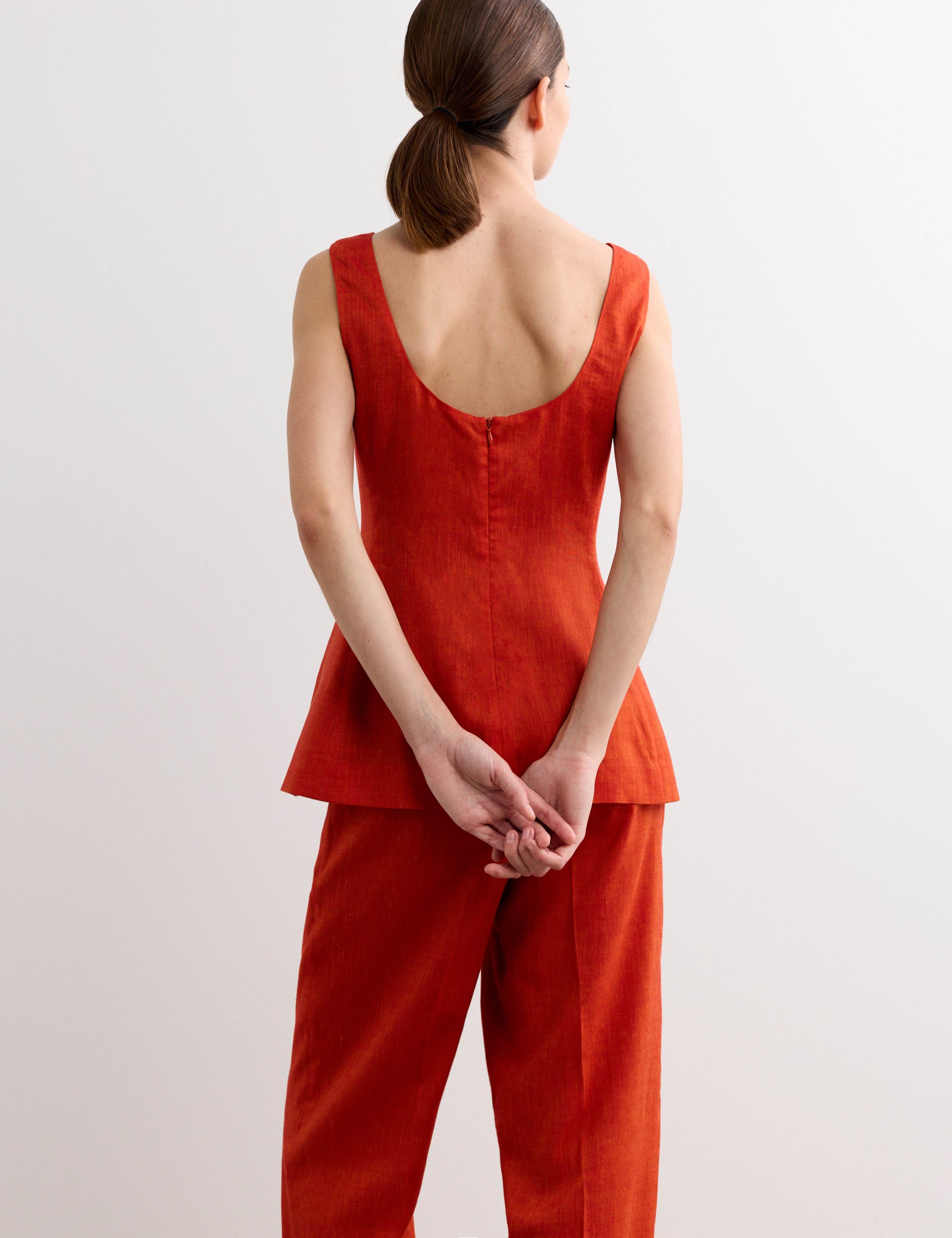 Linen Blend Scoop Back Shell Top with Wool 7 of 7