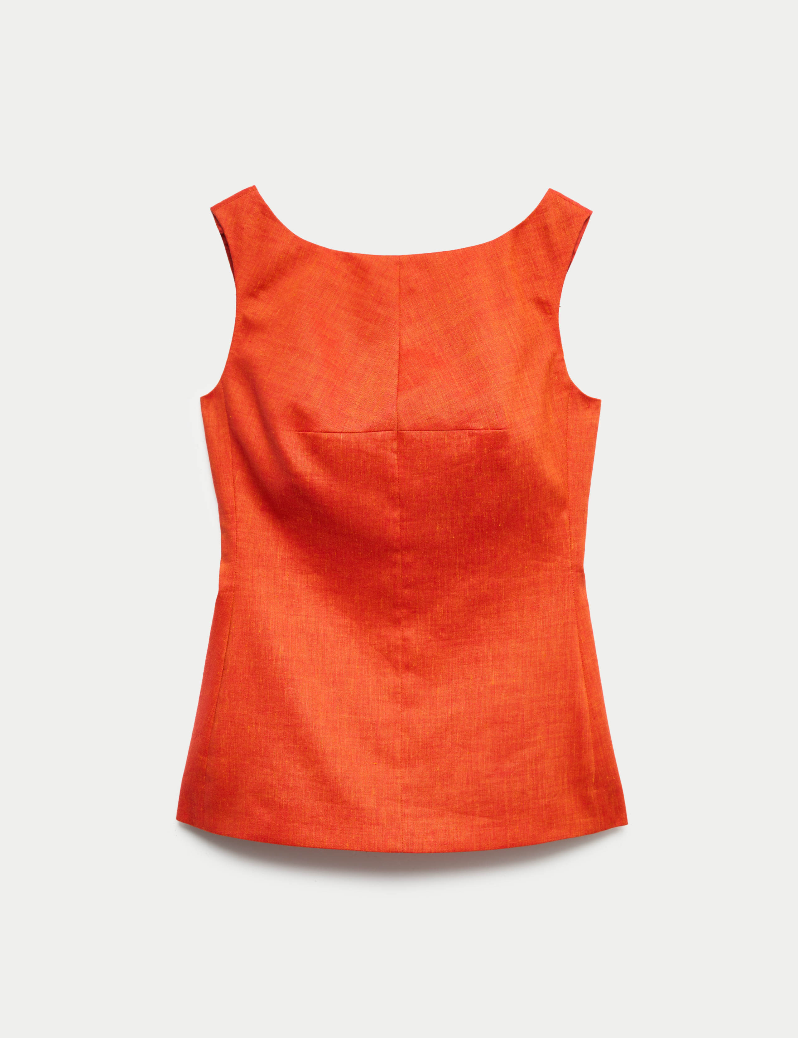 Linen Blend Scoop Back Shell Top with Wool 2 of 7