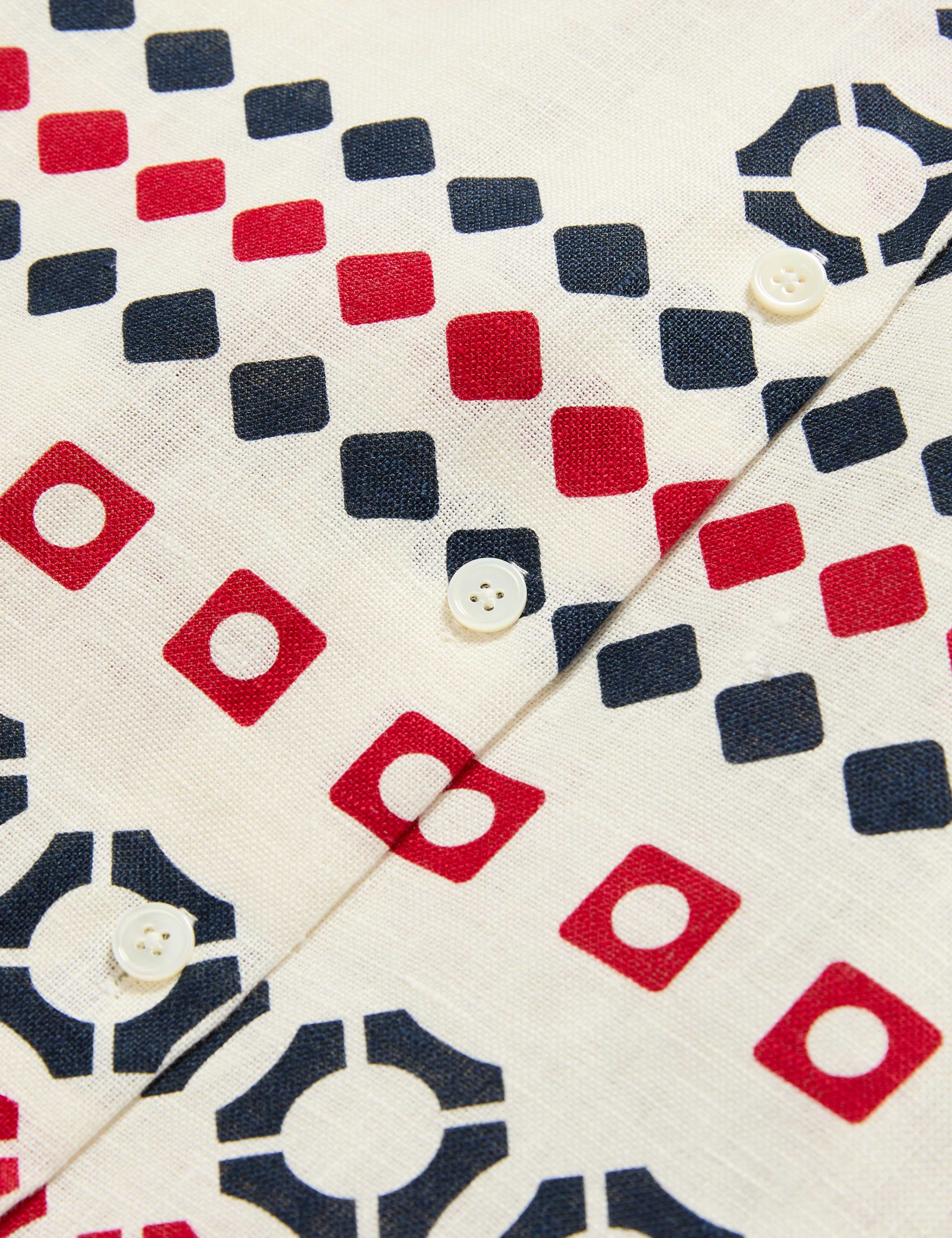 Pure Linen Printed Collared Cap Sleeve Top 8 of 8