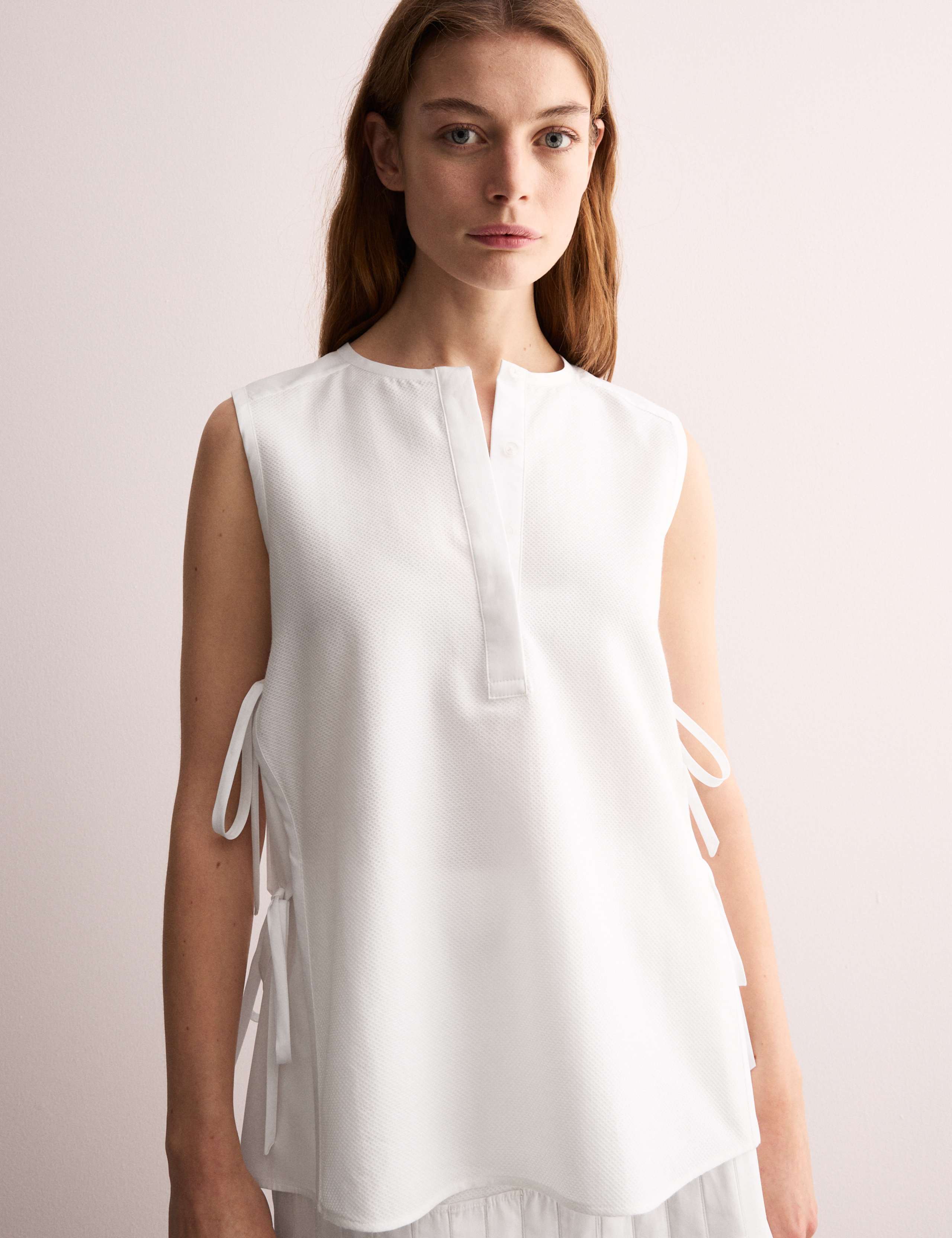 Pure Cotton Pique Tie Side Vest Top 1 of 7