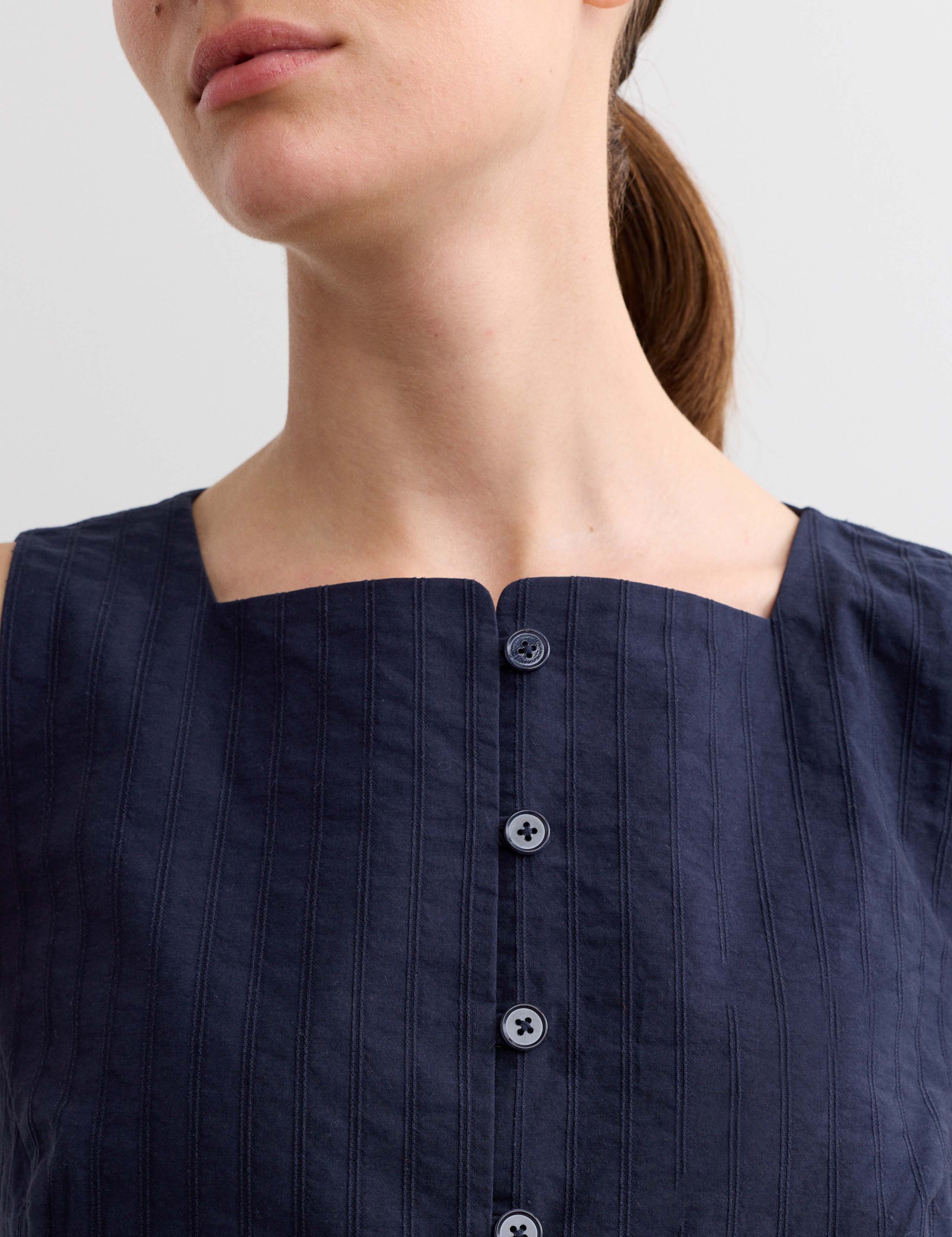 Pure Cotton Dobby Stripe Square Neck Waistcoat 4 of 7