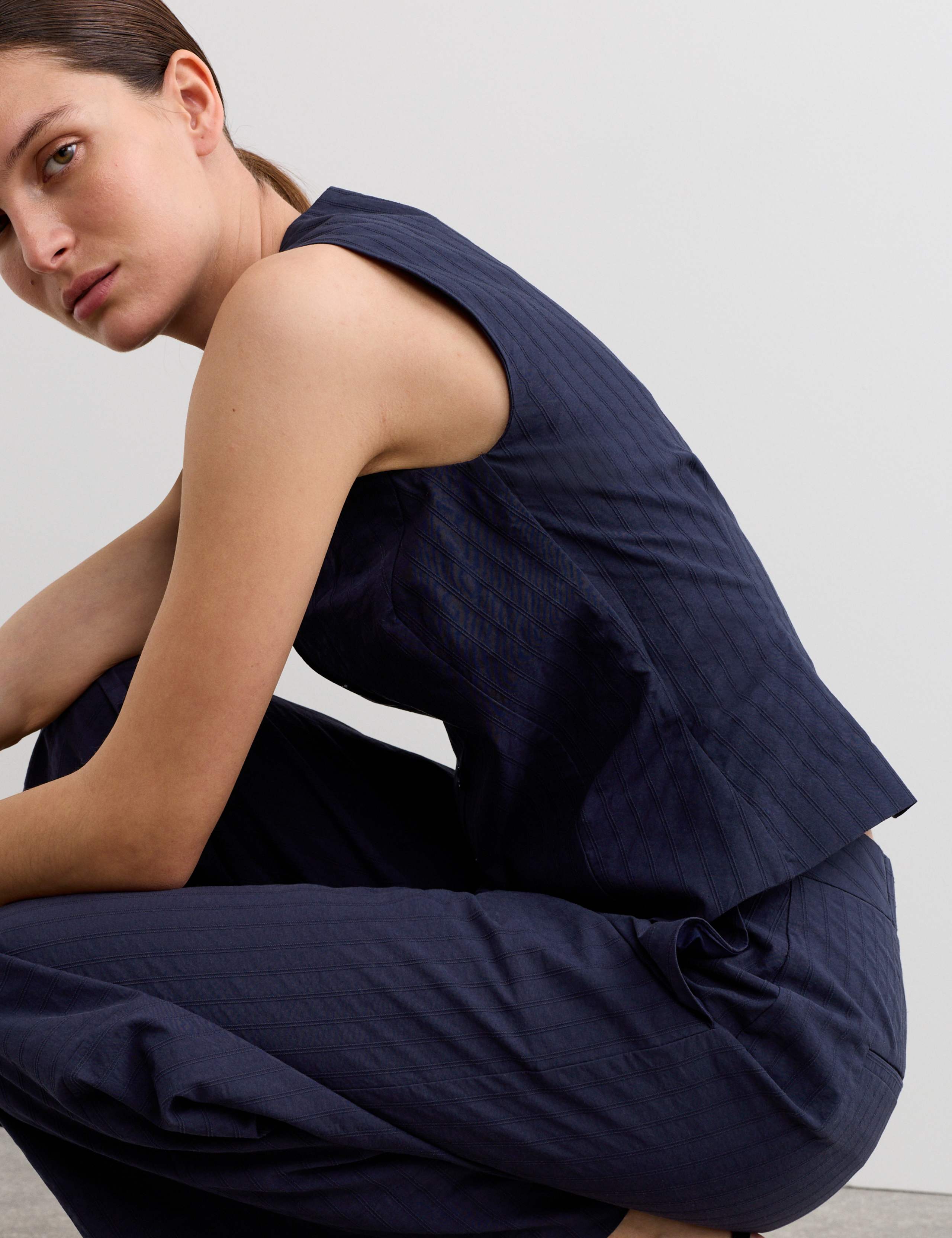 Pure Cotton Dobby Stripe Square Neck Waistcoat 5 of 7