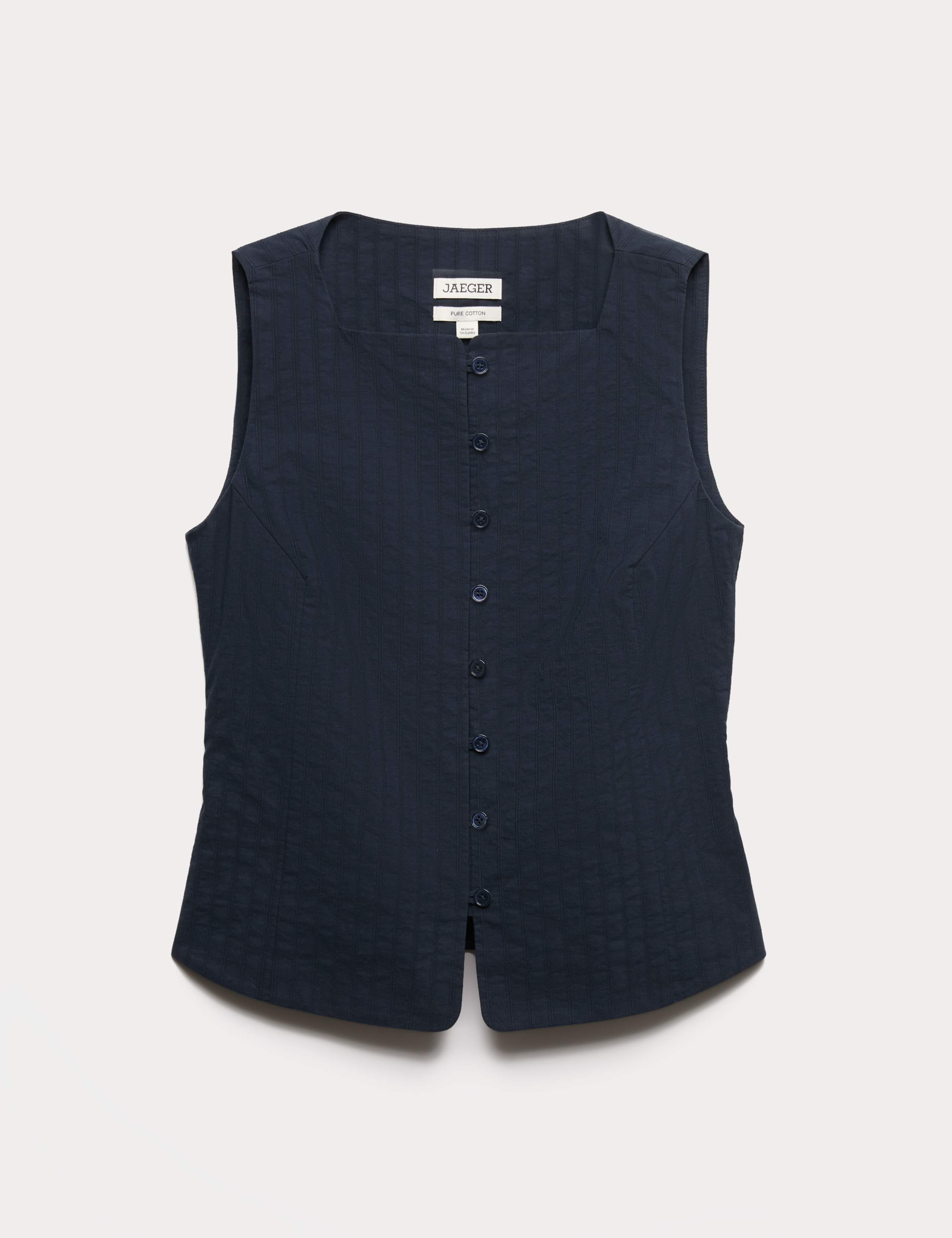 Pure Cotton Dobby Stripe Square Neck Waistcoat 2 of 7