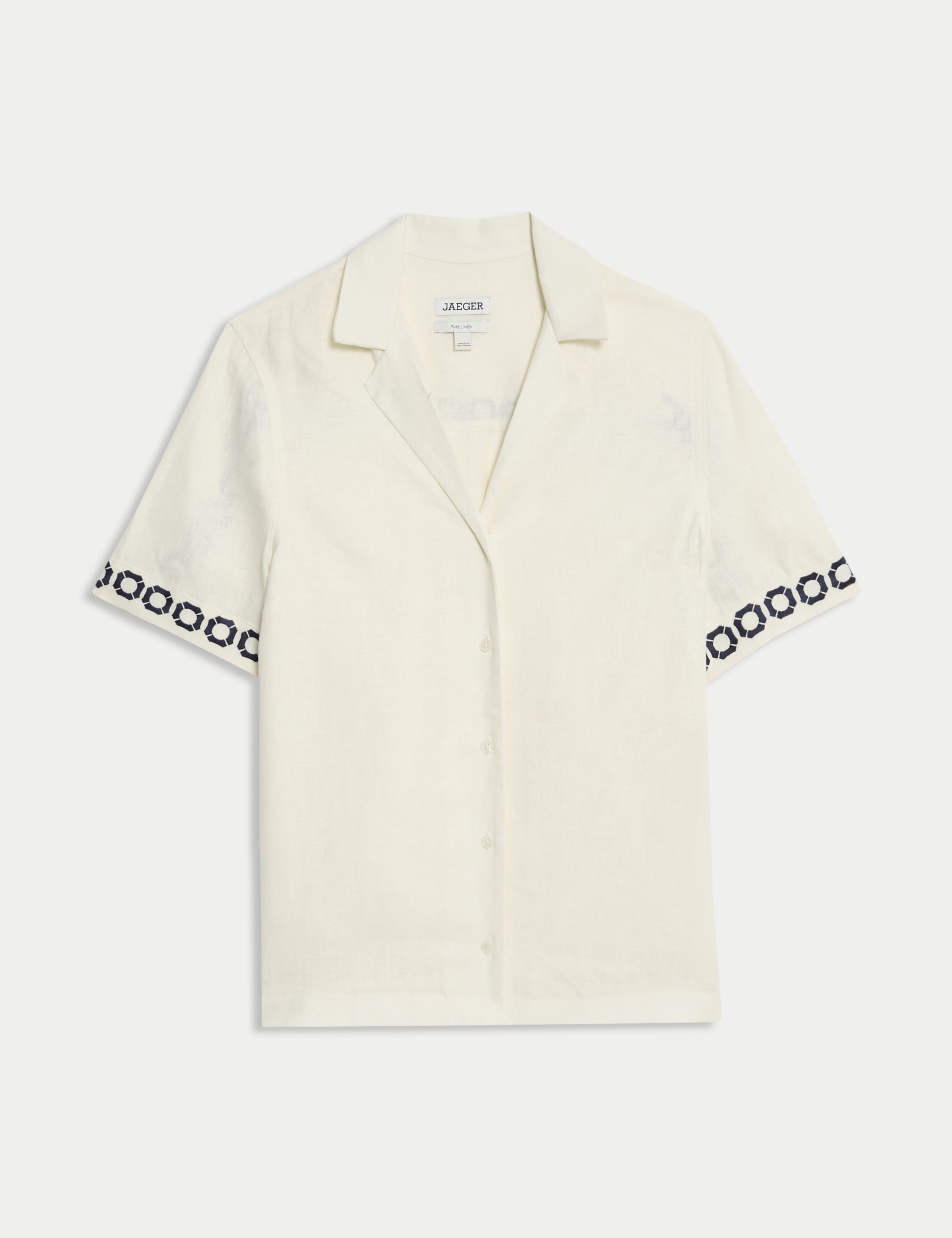Pure Linen Embroidered Short Sleeve Shirt 2 of 6