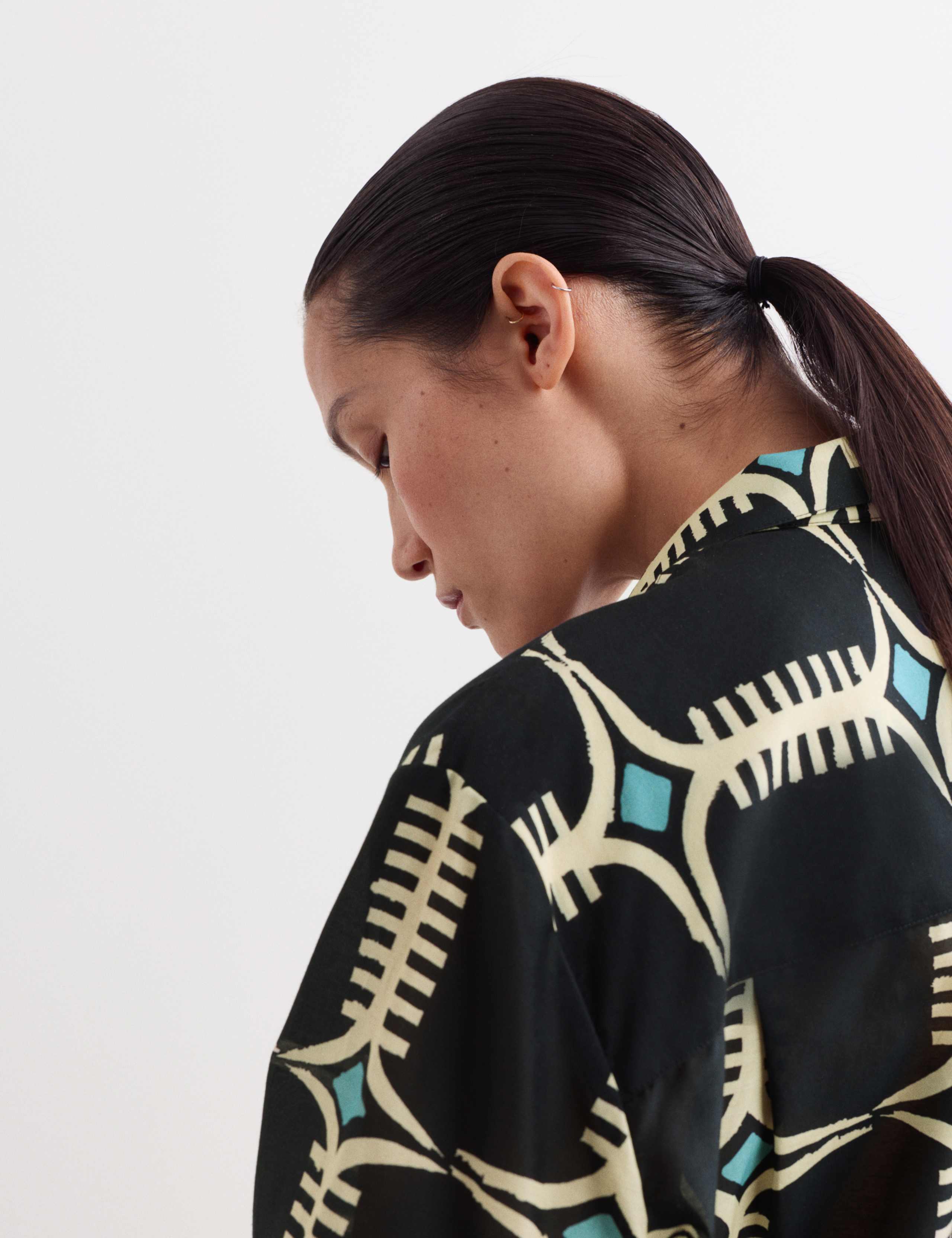 Silk Blend Geometric Shirt 3 of 6