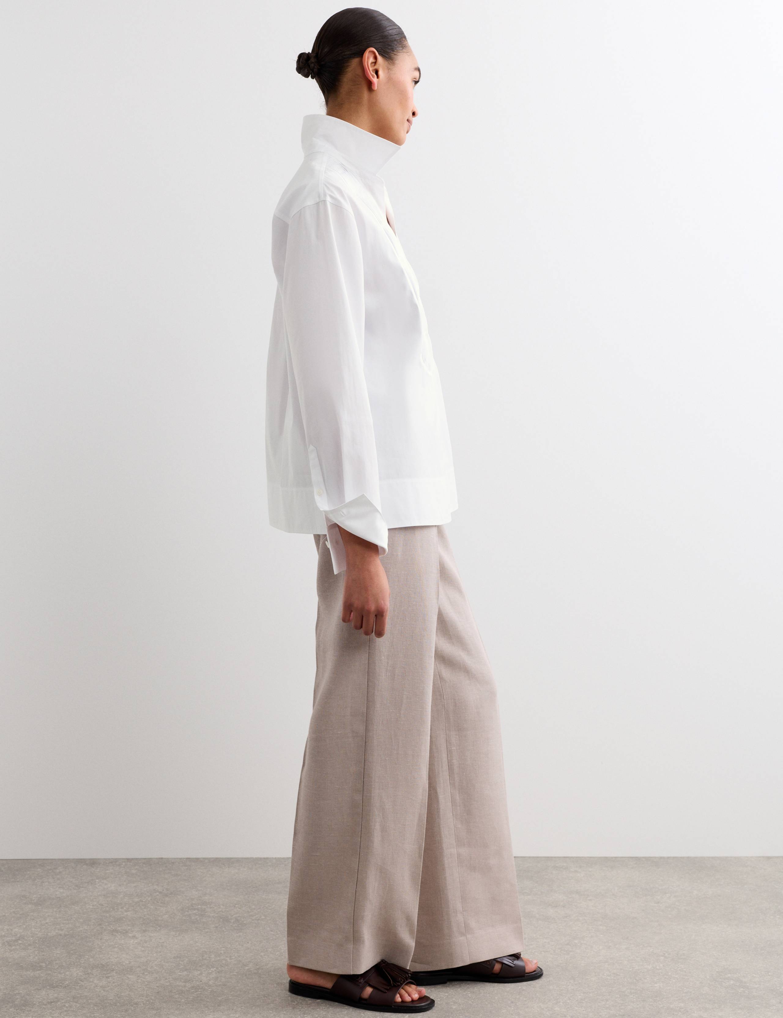 Pure Cotton Collared Relaxed Bib Detail Shirt 6 of 7