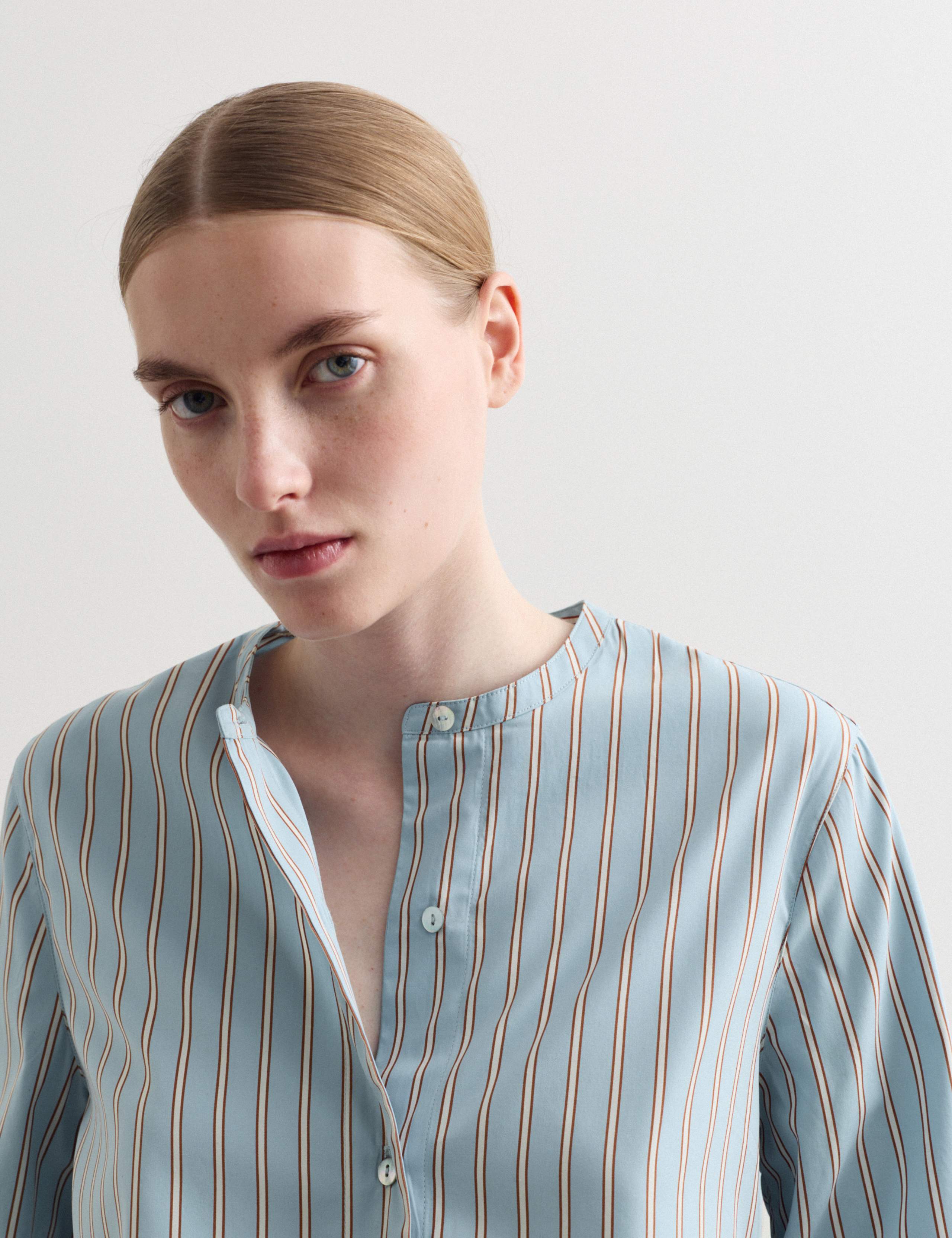 Pure Cotton Striped Collarless Shirt 3 of 8