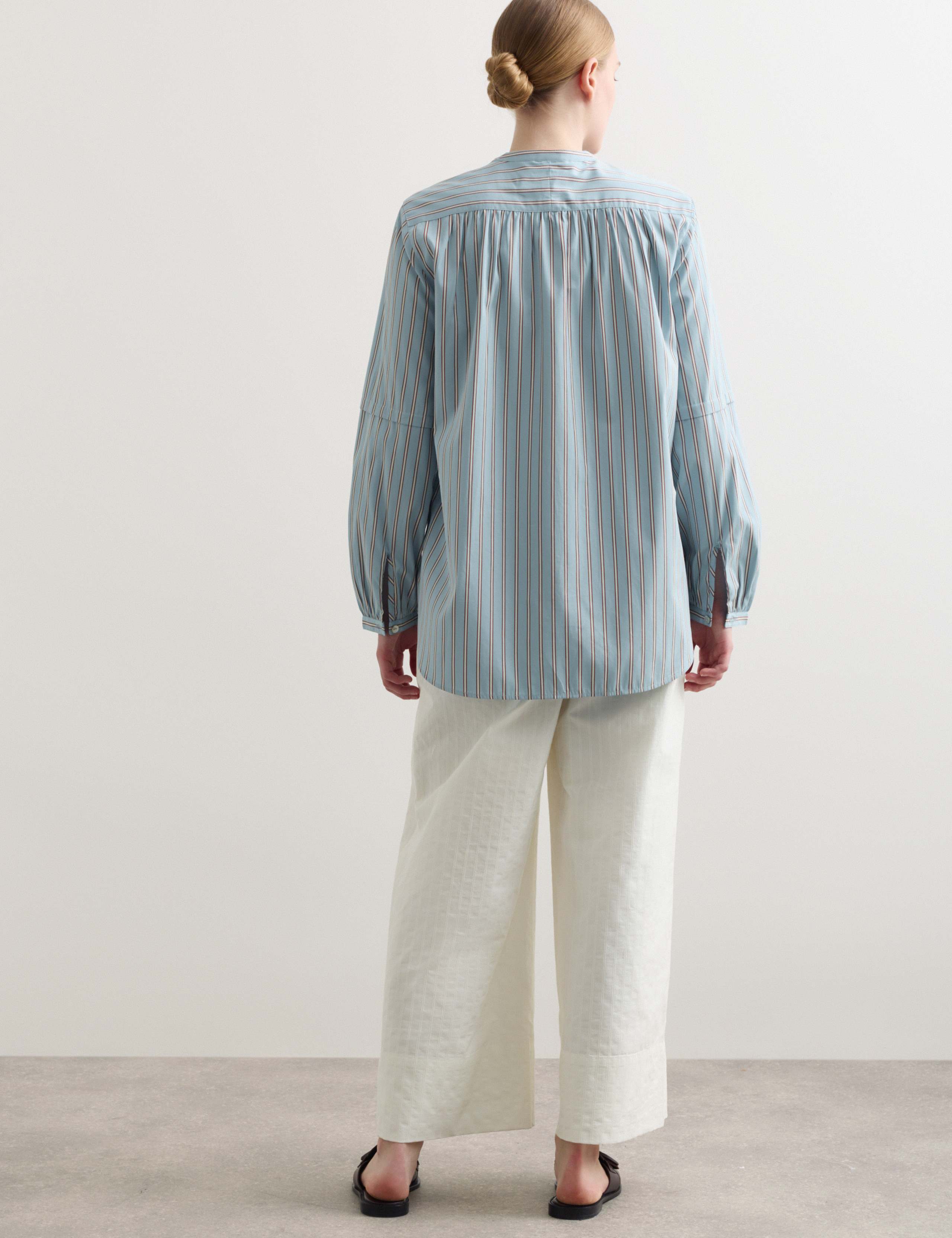 Pure Cotton Striped Collarless Shirt 7 of 8