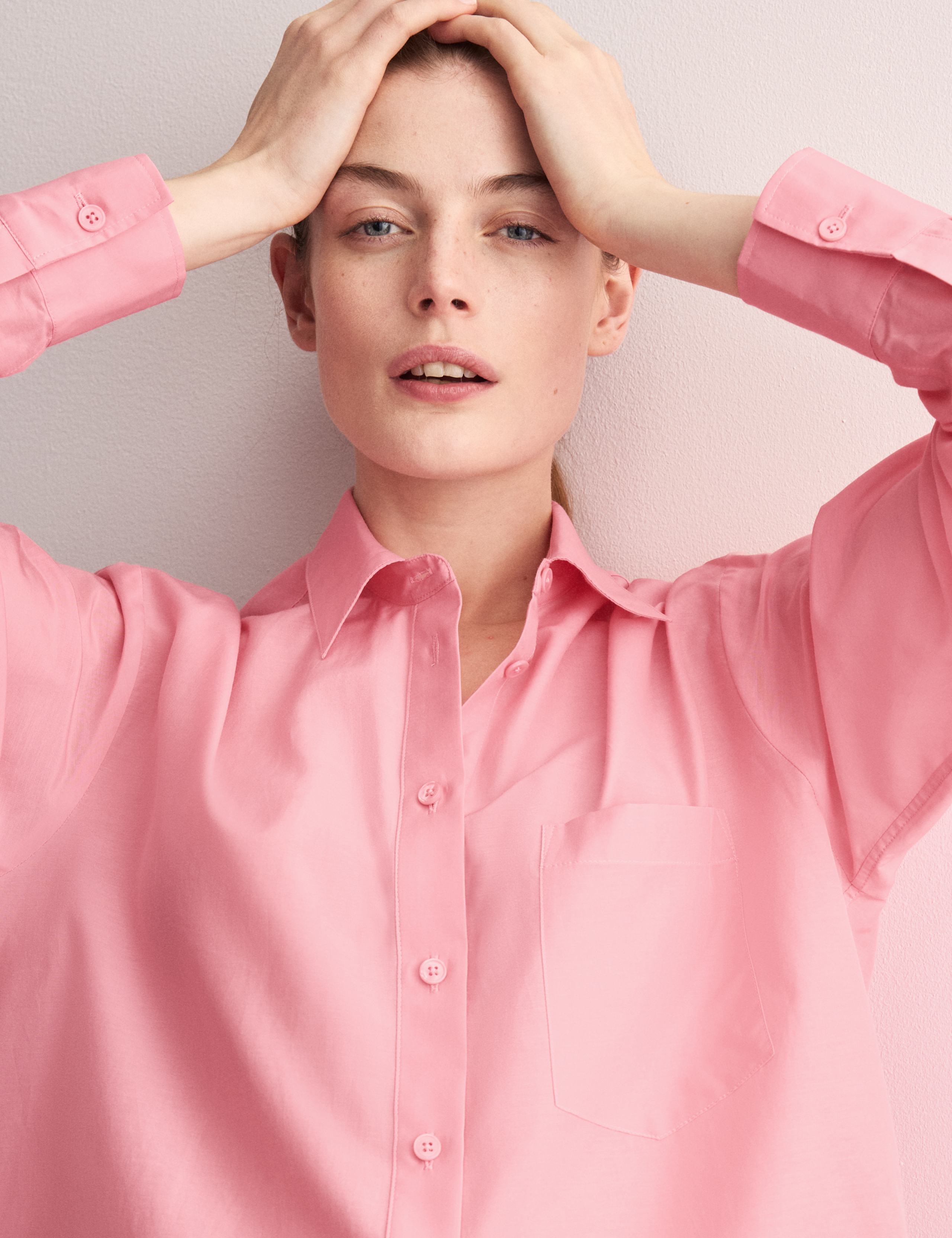 Cotton Rich Collared Shirt with Silk 1 of 7