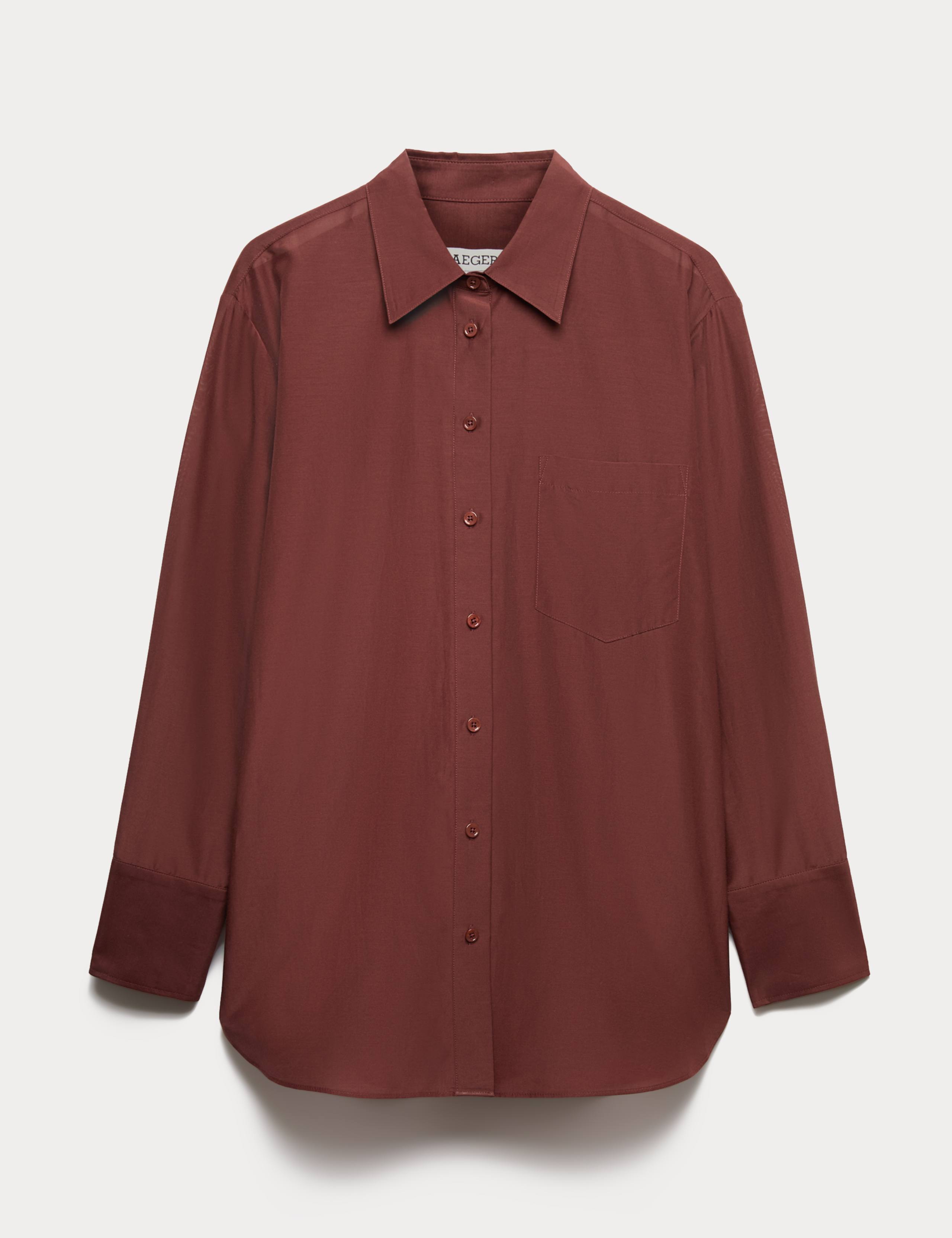 Silk Blend Collared Relaxed Shirt 2 of 7