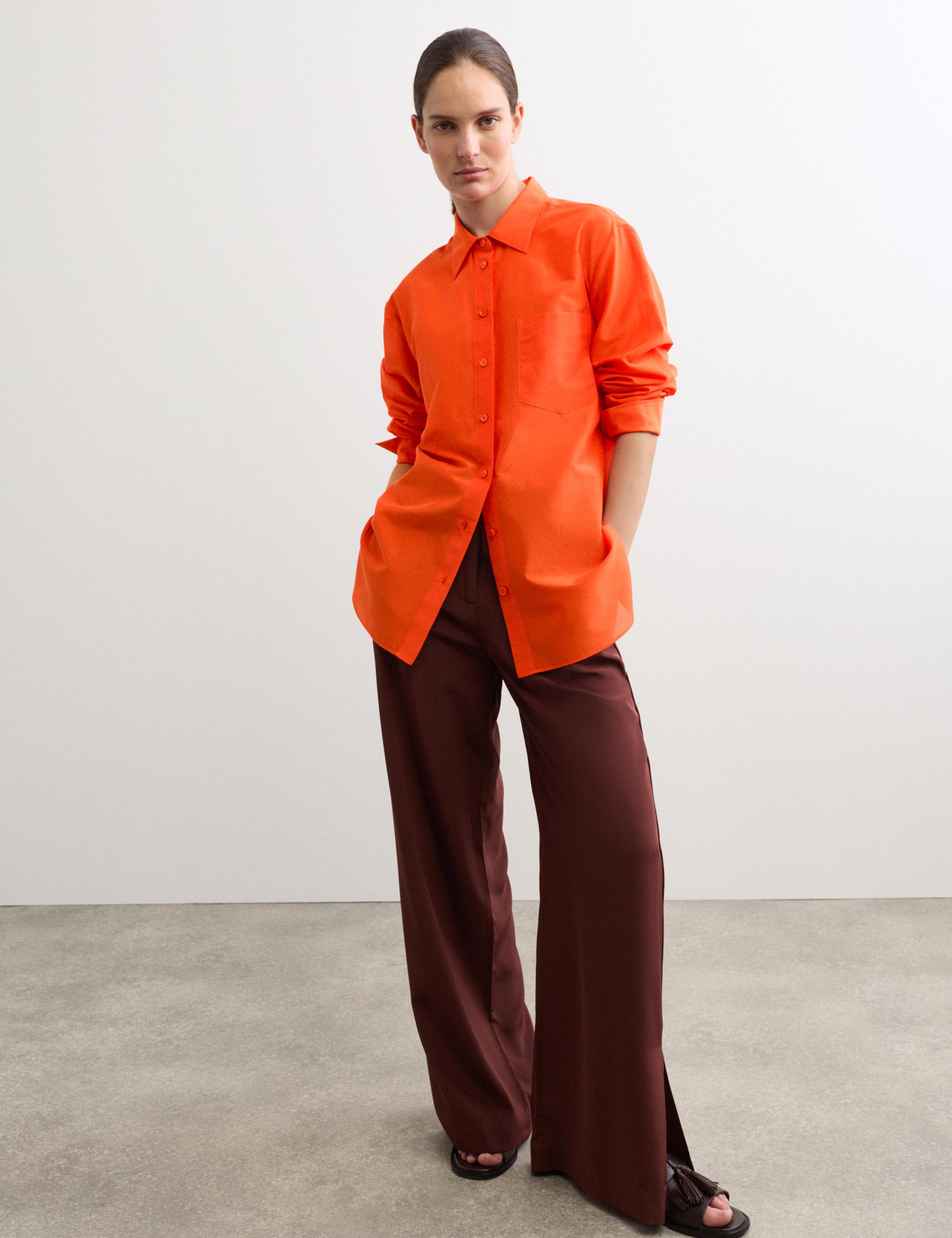 Silk Blend Collared Relaxed Shirt 1 of 6