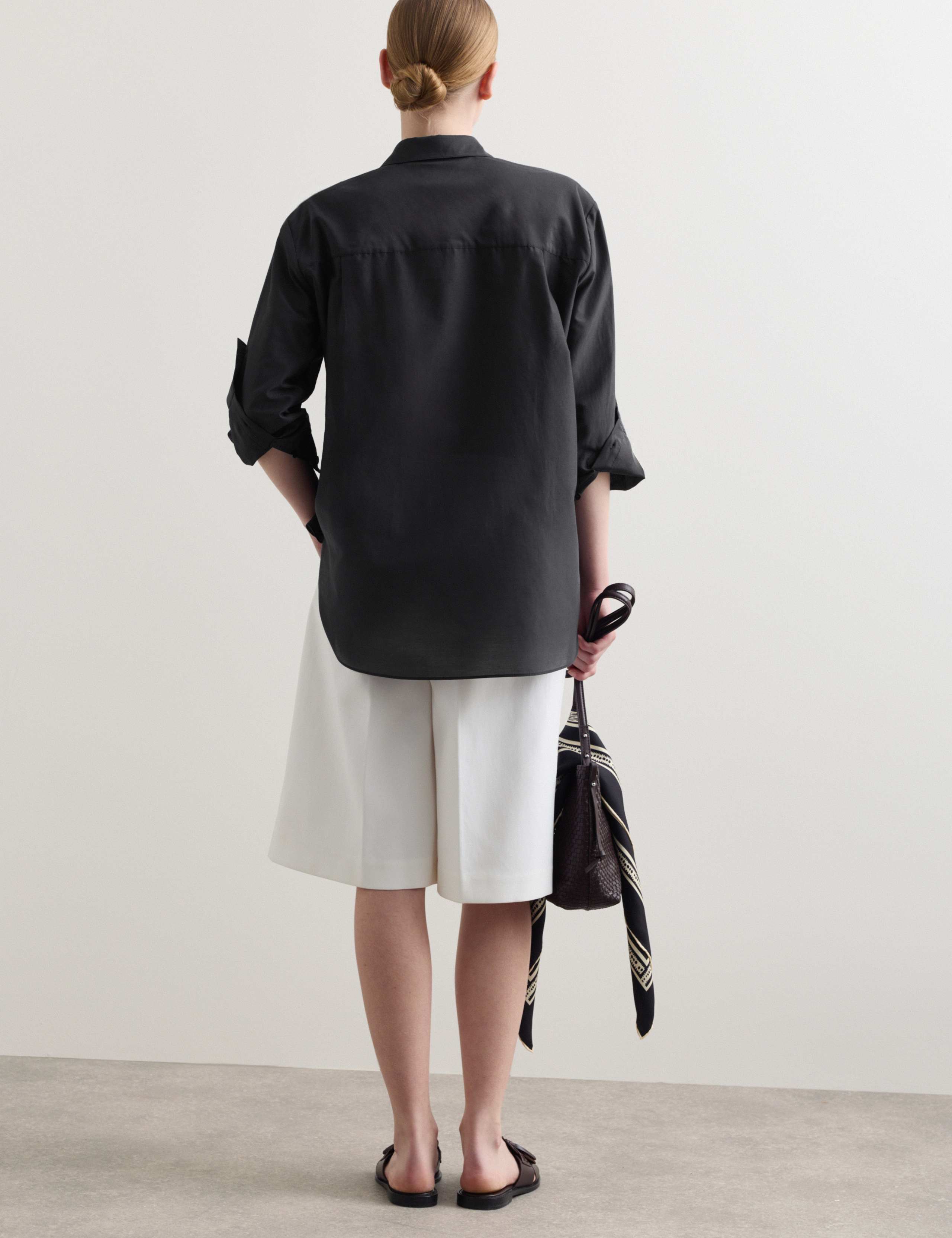 Silk Blend Collared Relaxed Shirt 7 of 7