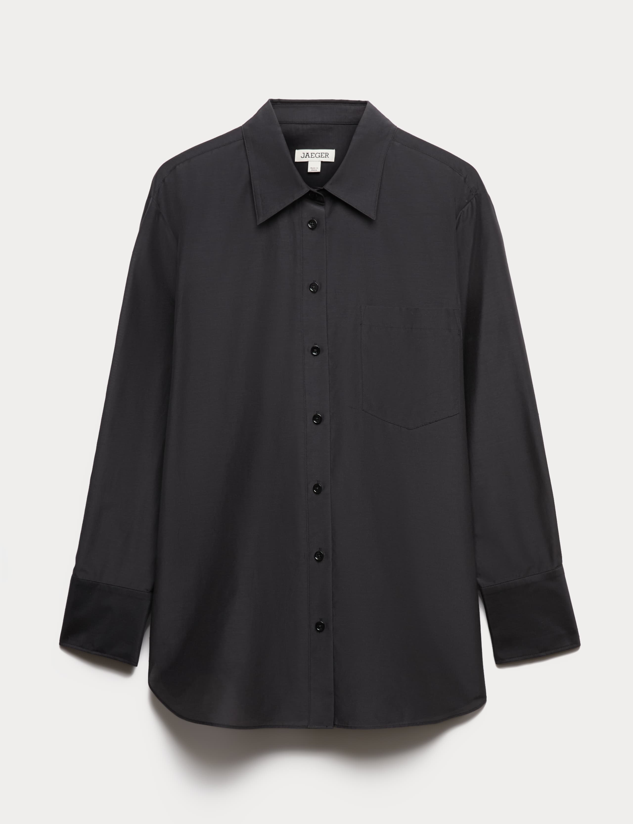 Silk Blend Collared Relaxed Shirt 2 of 7