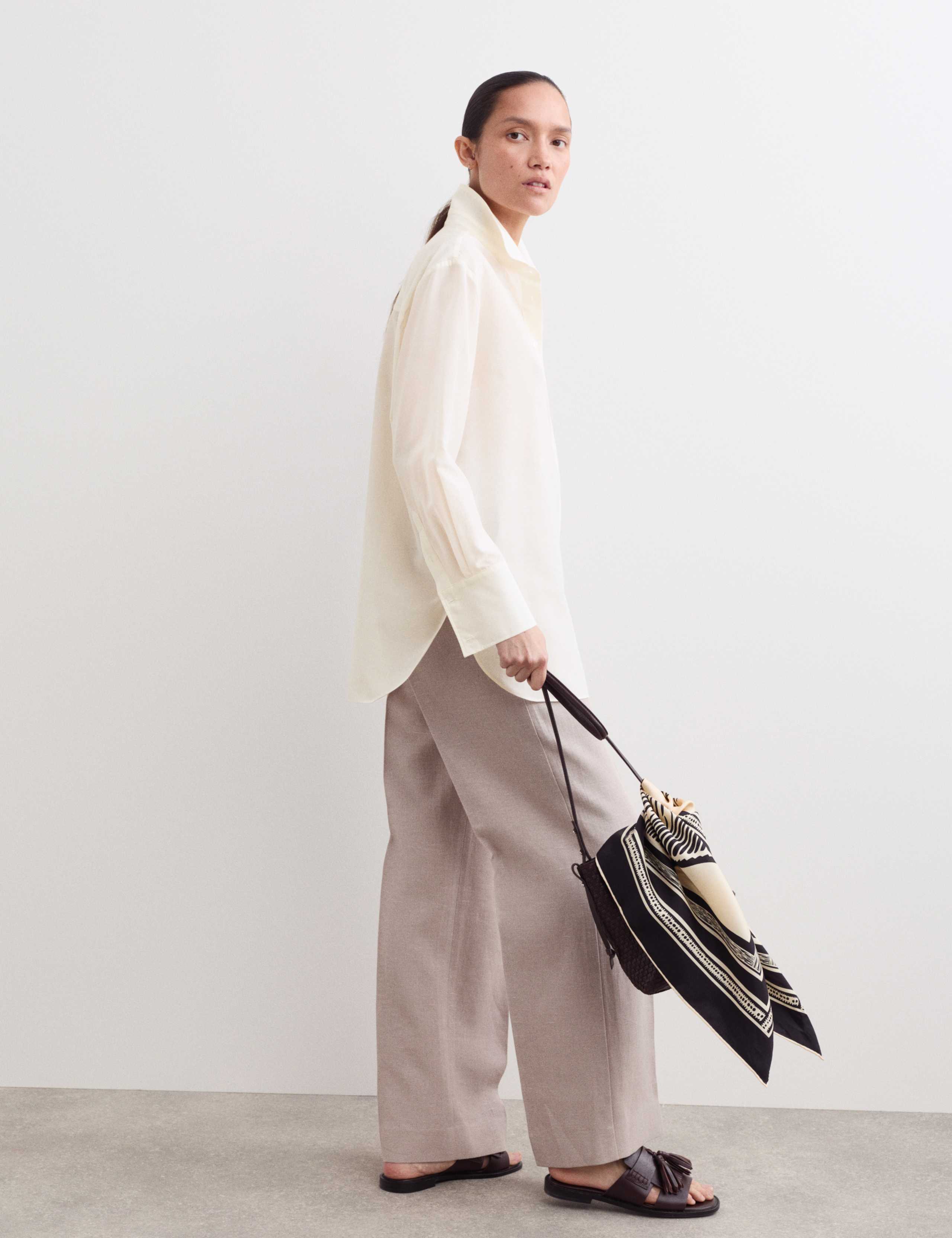 Silk Blend Collared Relaxed Shirt 5 of 7