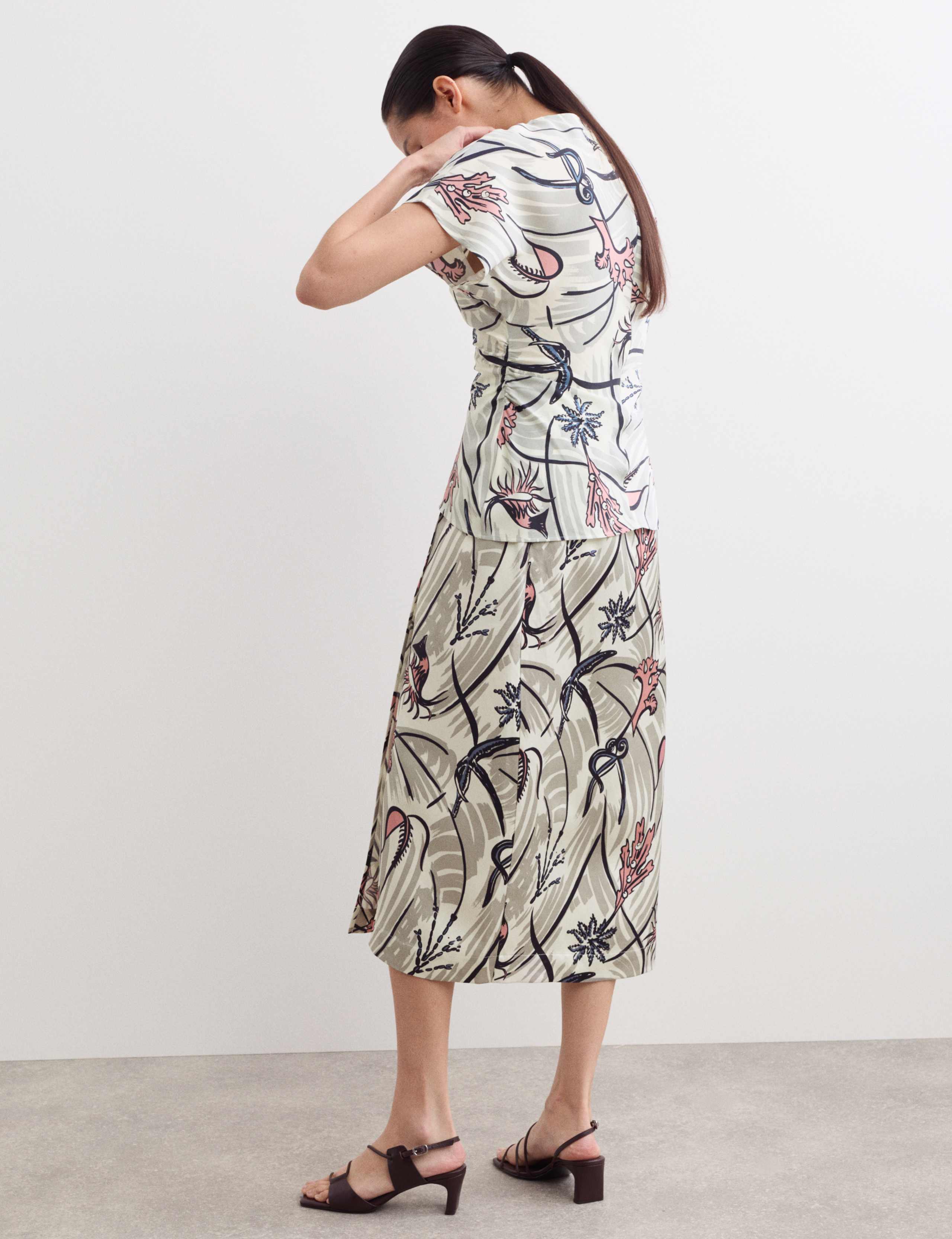Pure Silk Floral Ruched V-Neck Top 6 of 6