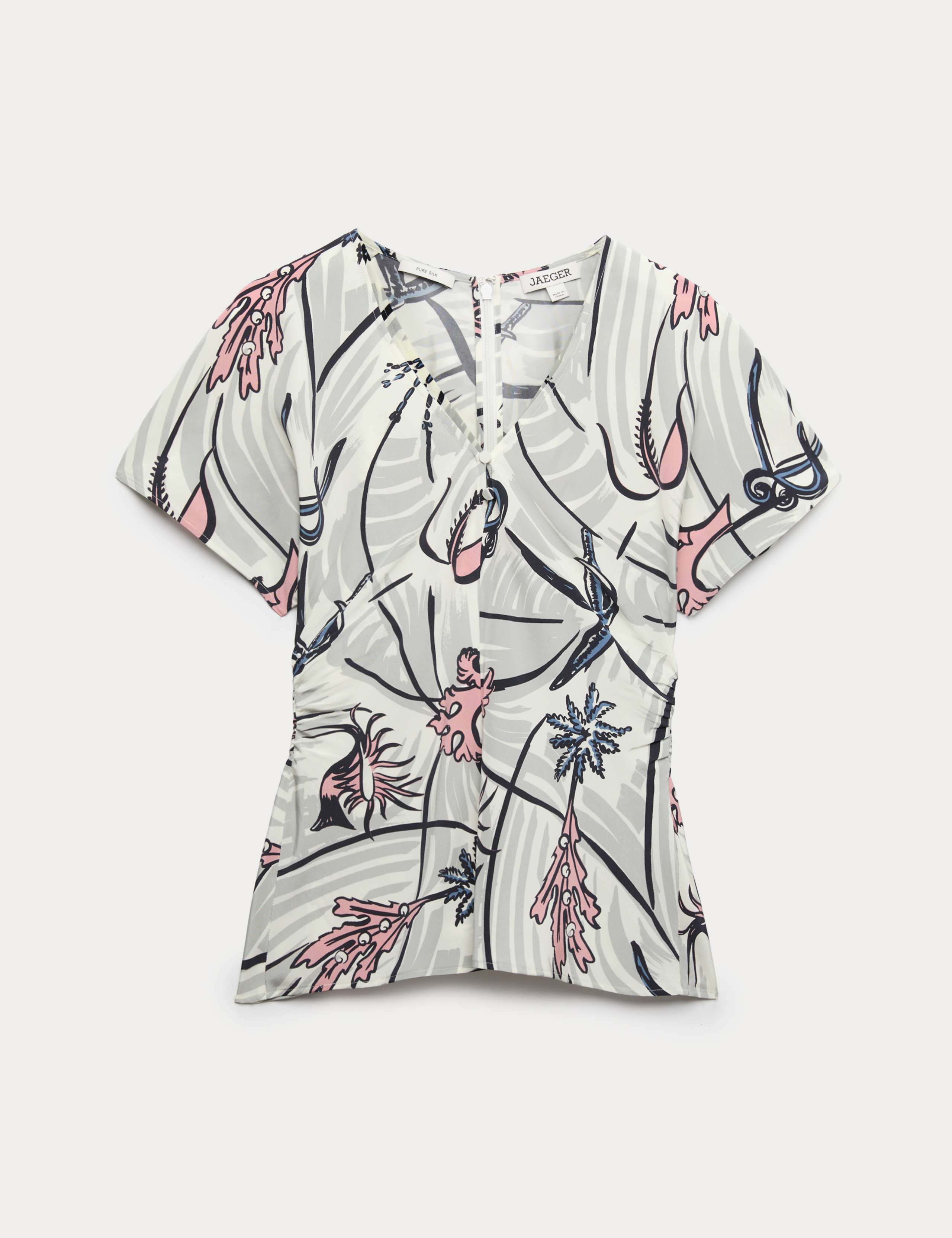 Pure Silk Floral Ruched V-Neck Top 2 of 6