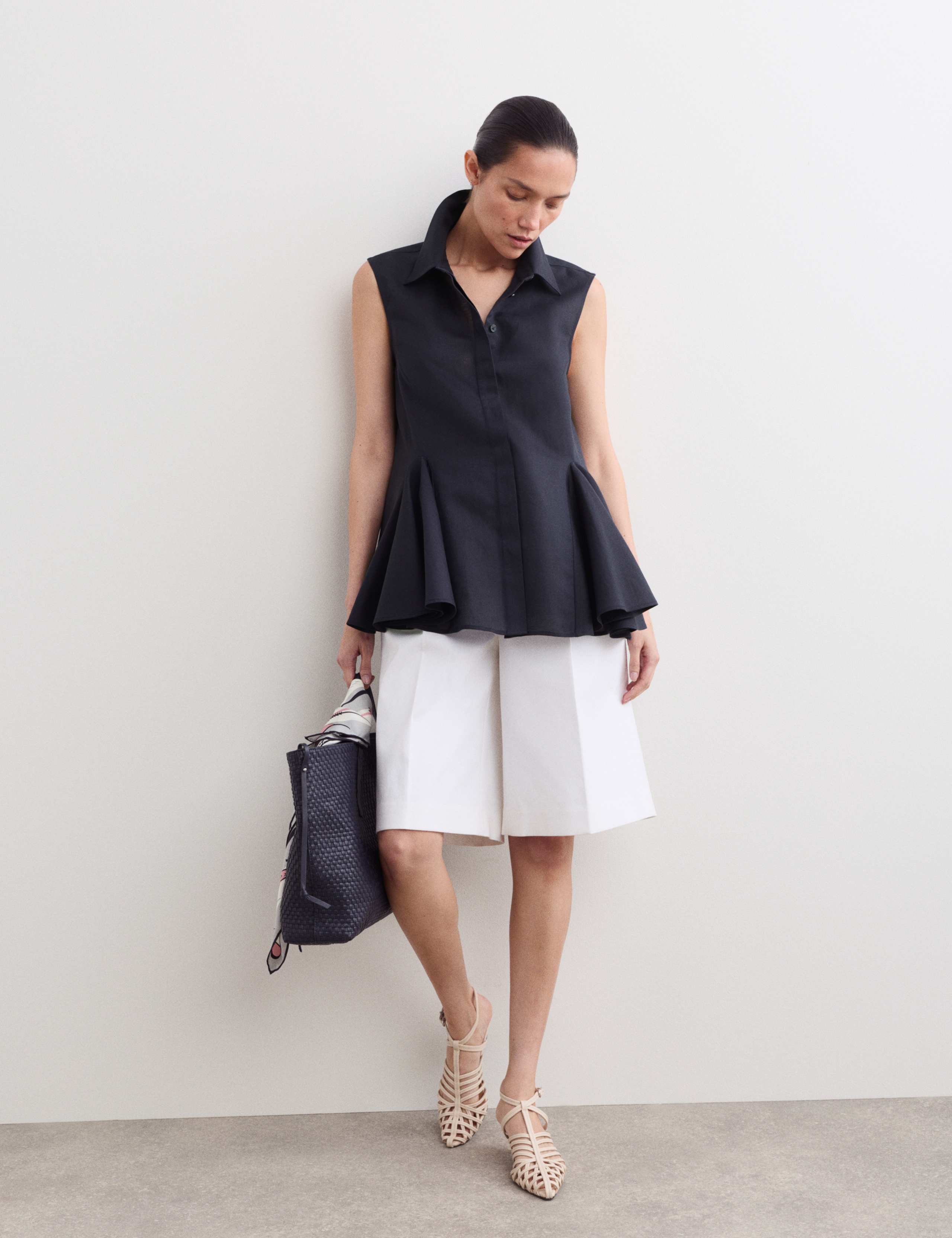 Linen Rich Godet Insert Sleeveless Top 3 of 7