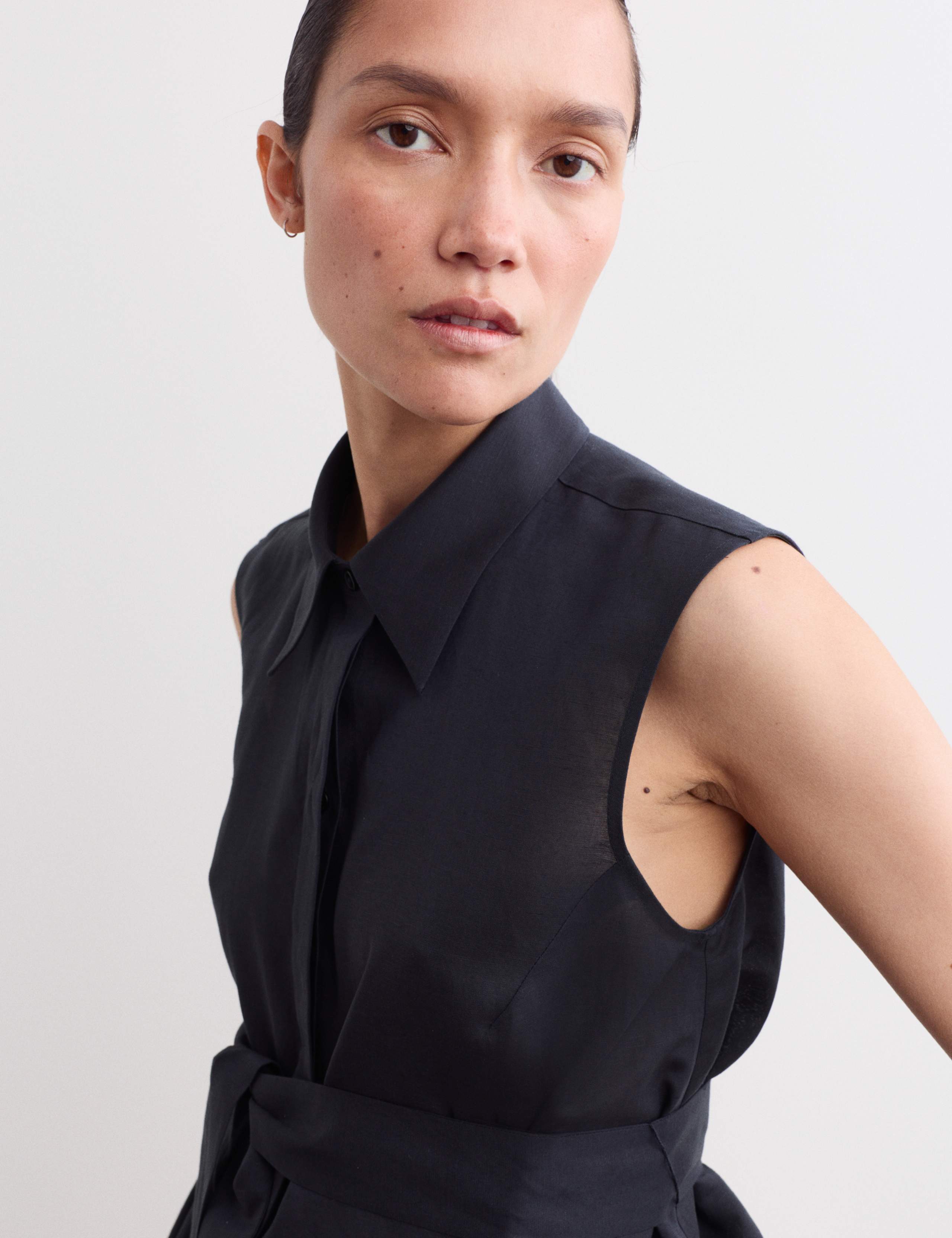 Linen Rich Godet Insert Sleeveless Top 5 of 7
