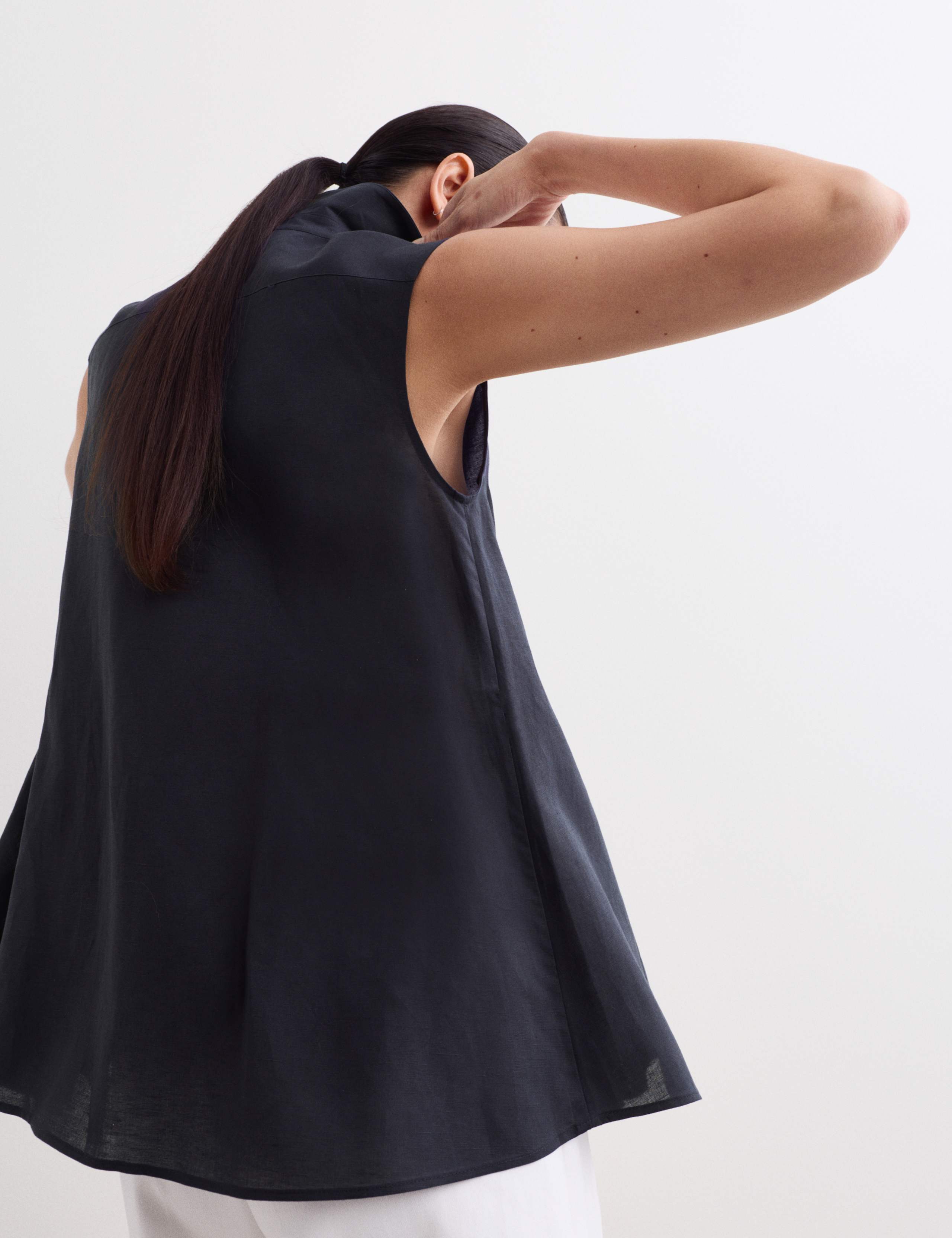 Linen Rich Godet Insert Sleeveless Top 6 of 7