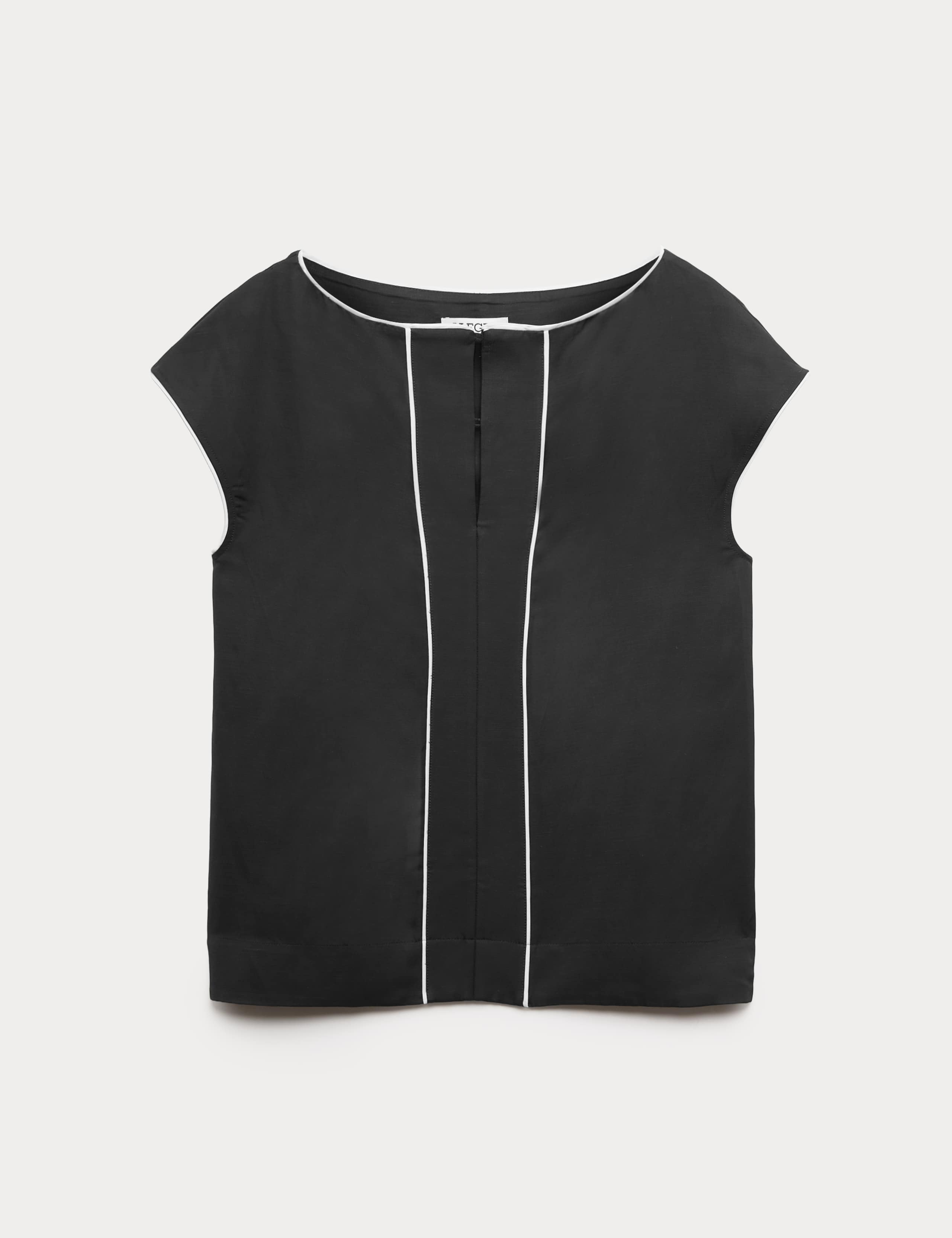 Satin Back Top Contrast Trim with Linen 1 of 1
