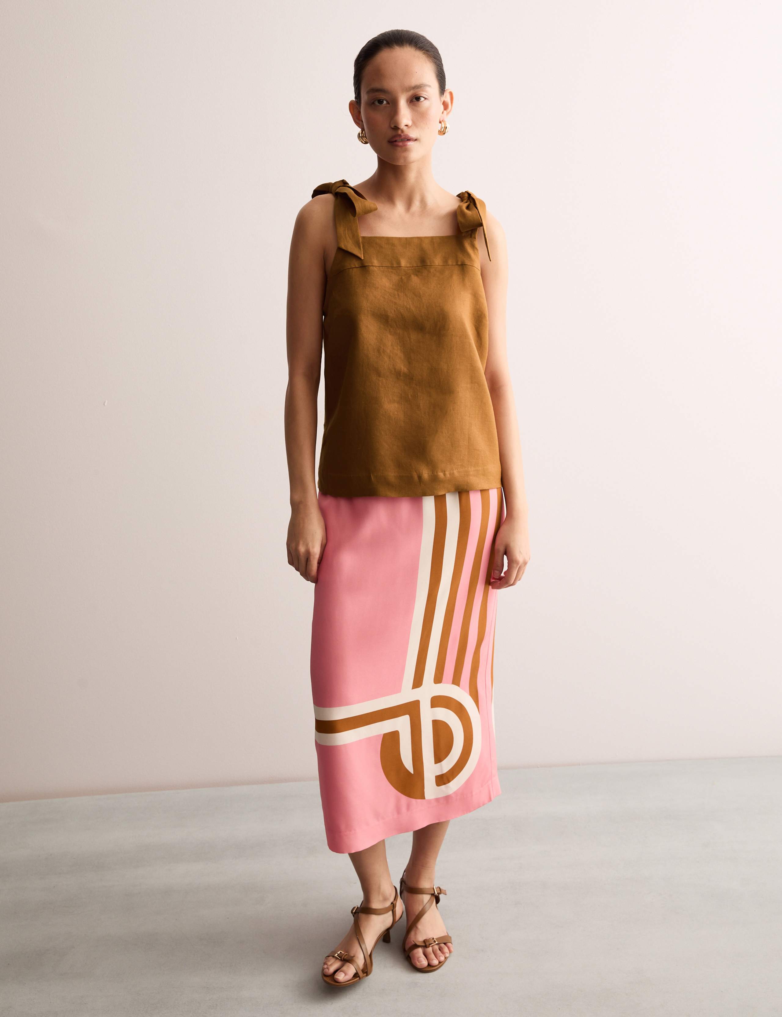 Pure Linen Square Neck Tie Strap Top 7 of 8