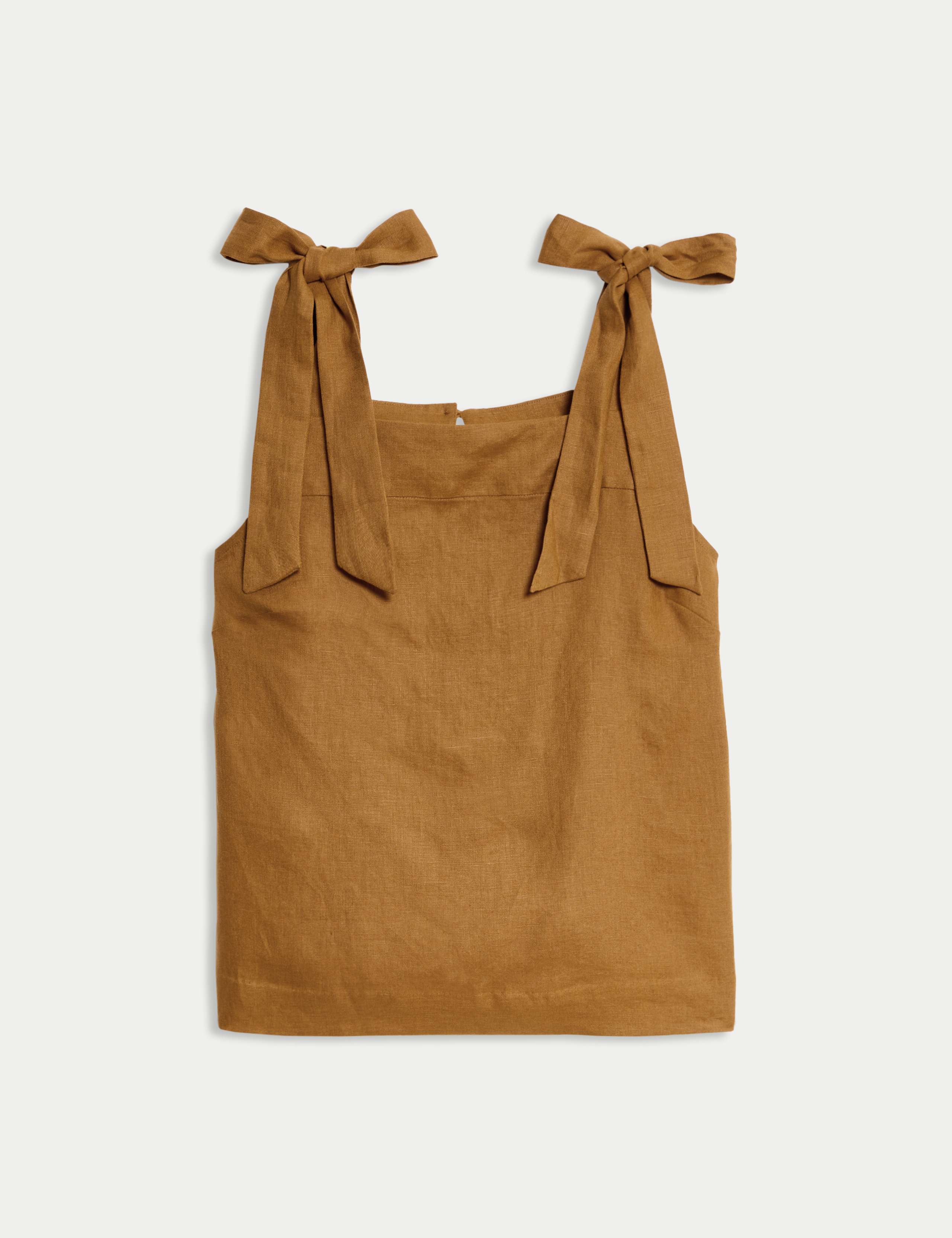 Pure Linen Square Neck Tie Strap Top 2 of 8