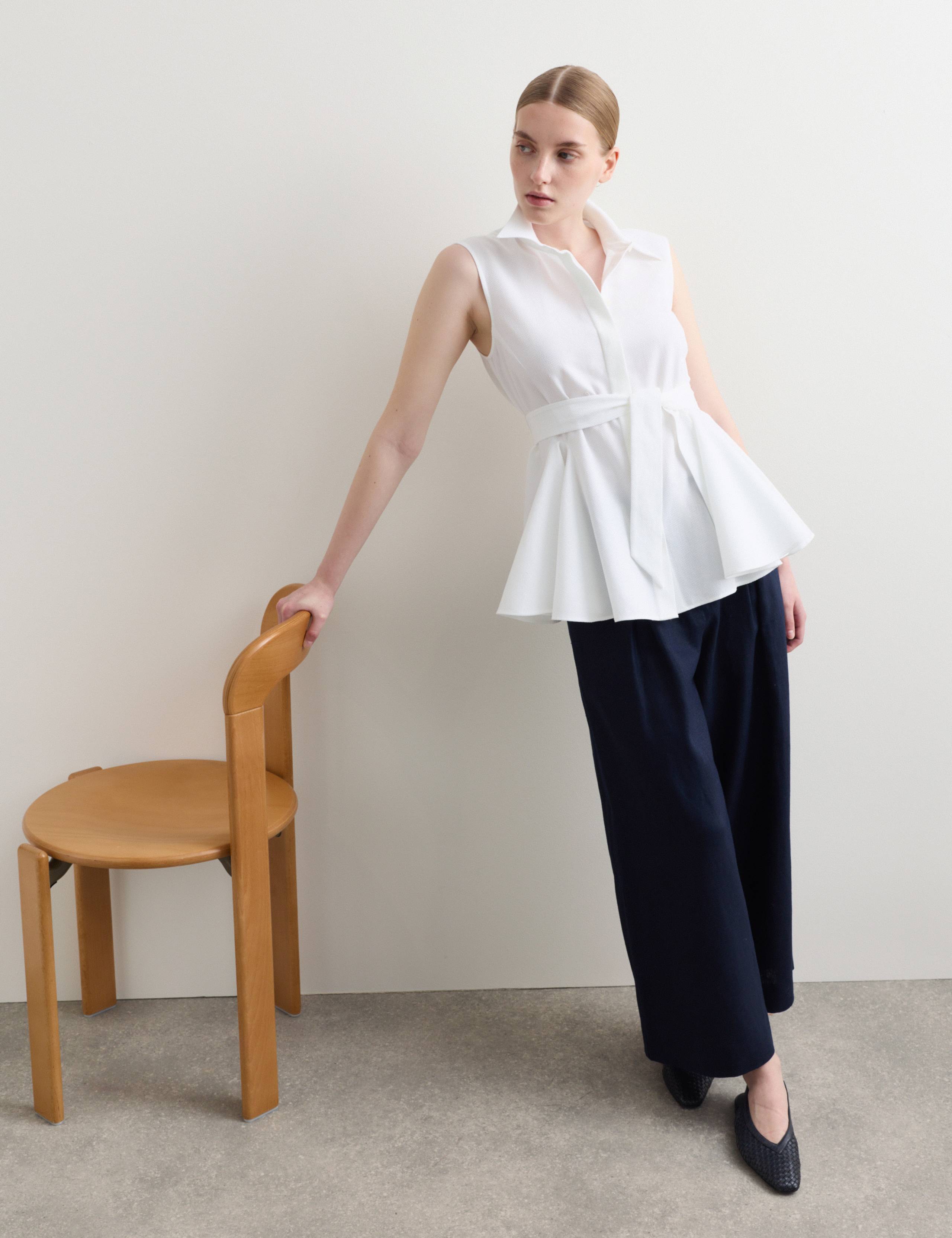 Pure Cotton Tie Front Blouse 4 of 7