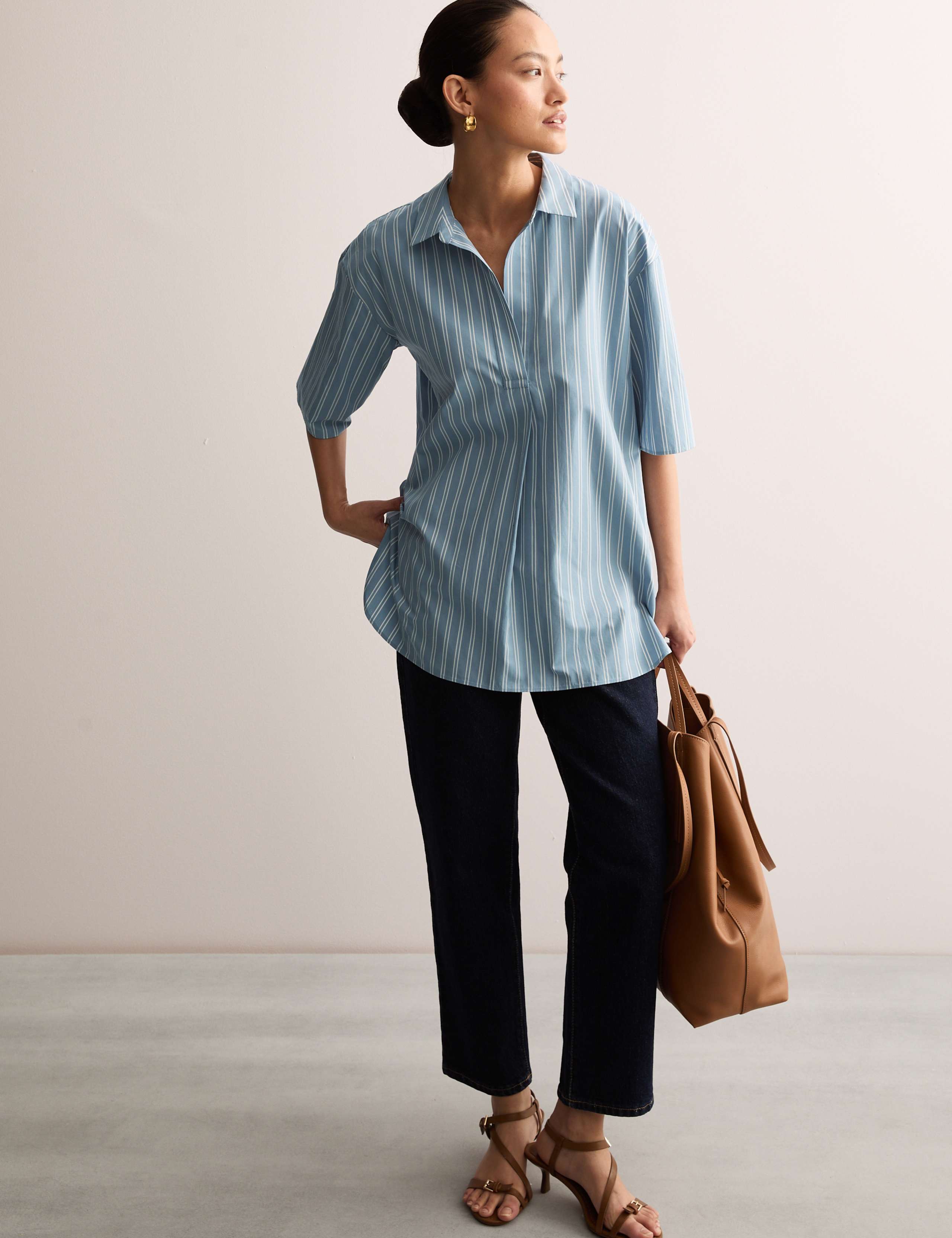 Pure Cotton Striped Tunic 3 of 8