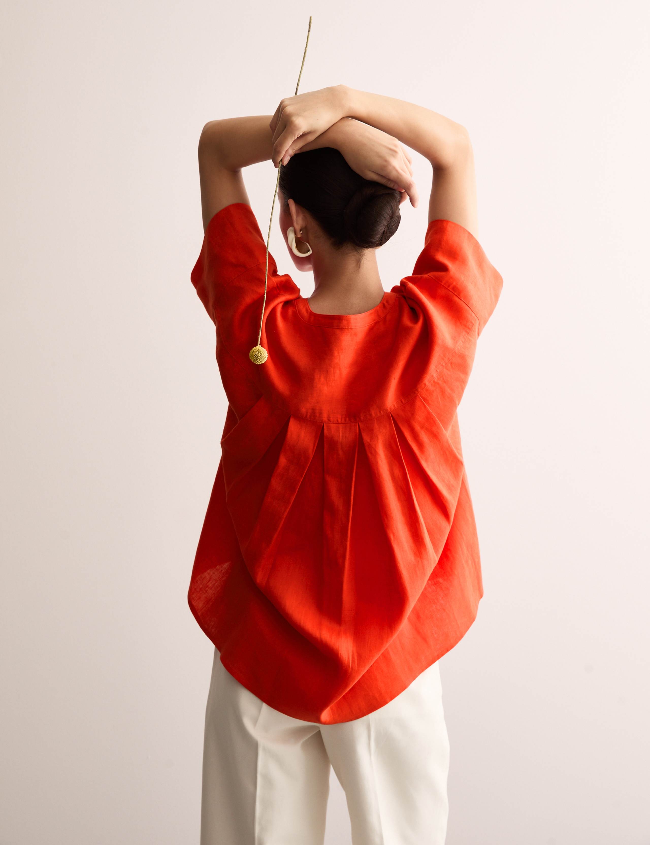 Pure Linen Button Detail Top 4 of 8