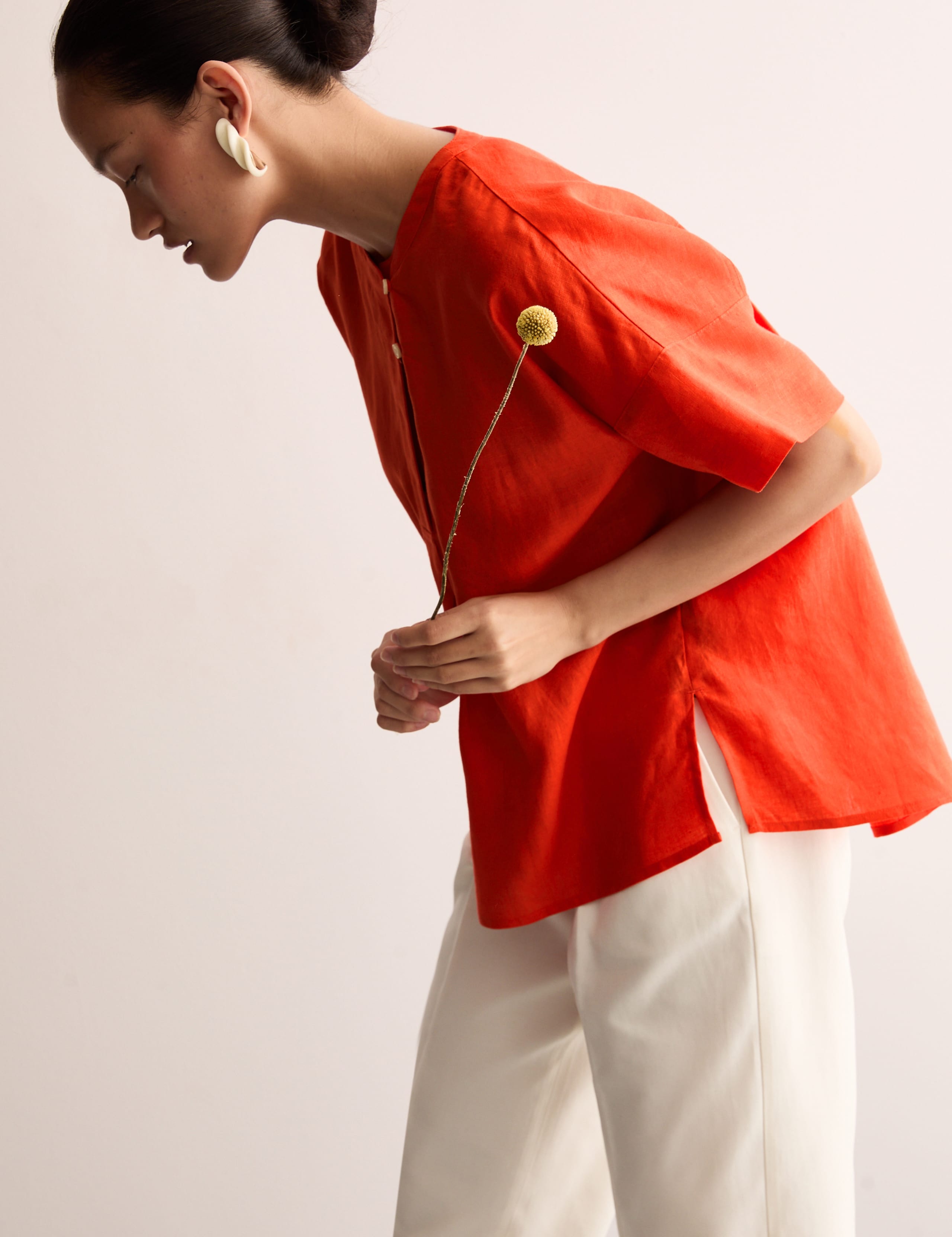 Pure Linen Button Detail Top 5 of 8