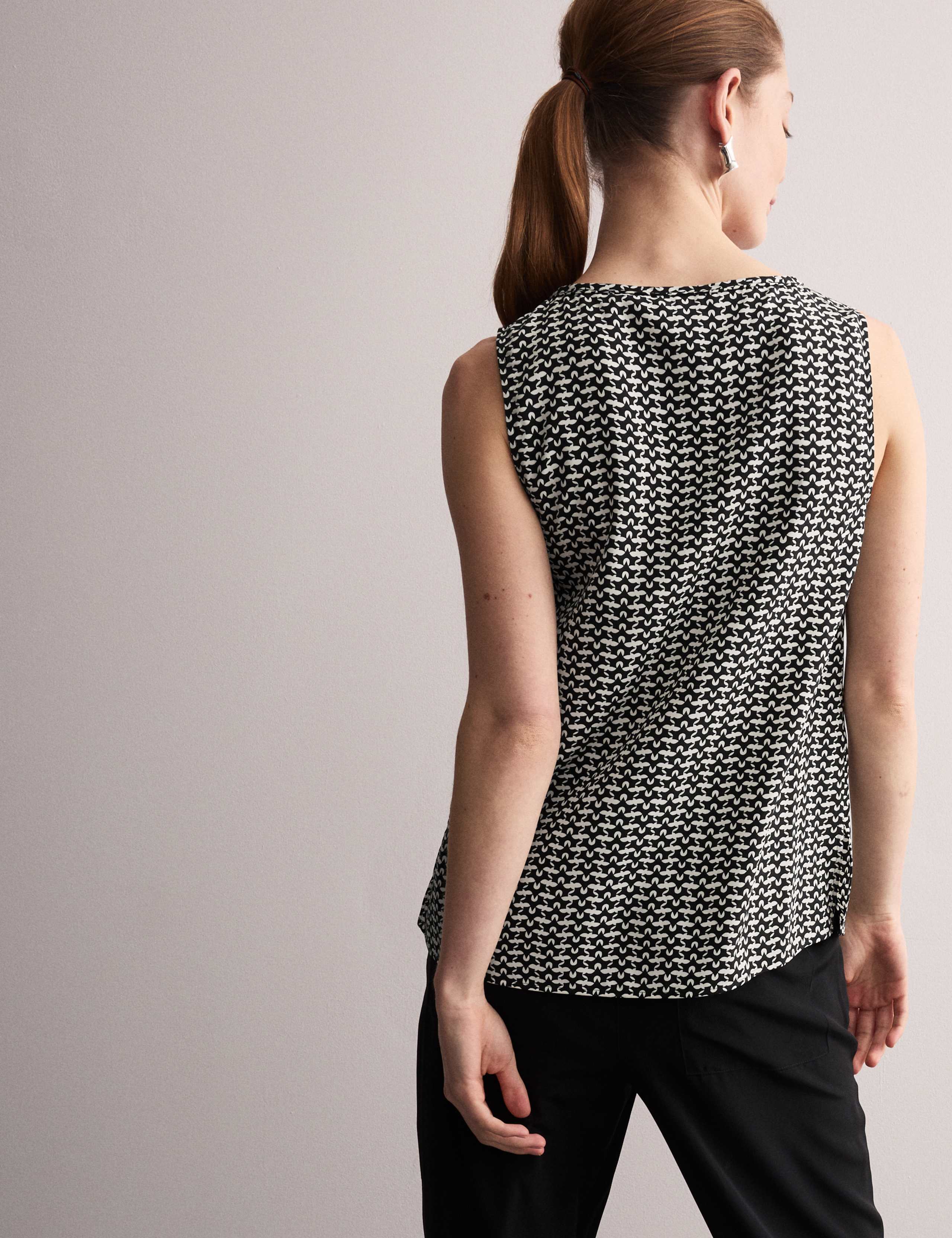 Pure Silk Geometric Scoop Neck Vest Top 4 of 6