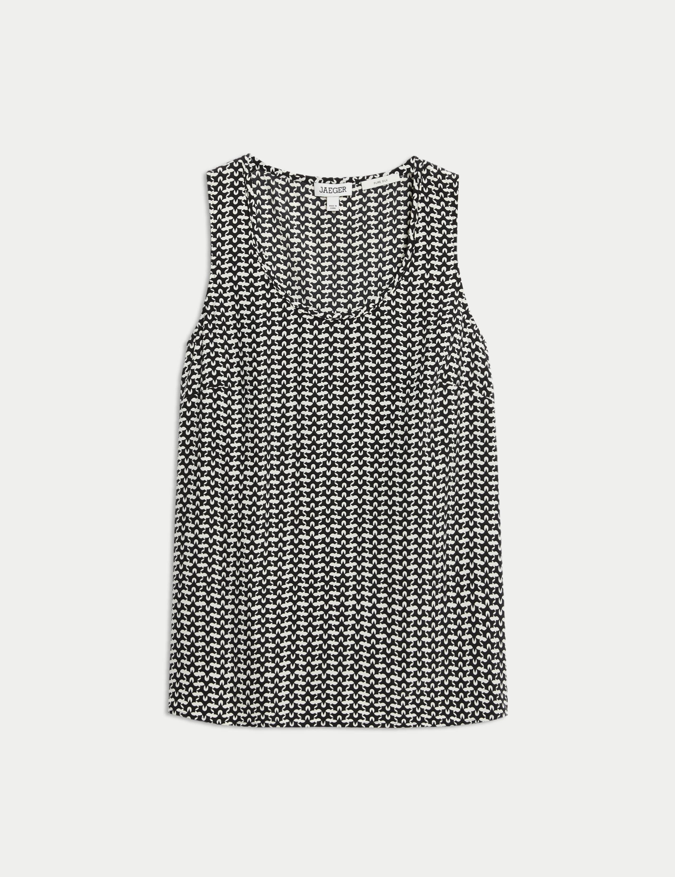 Pure Silk Geometric Scoop Neck Vest Top 2 of 6