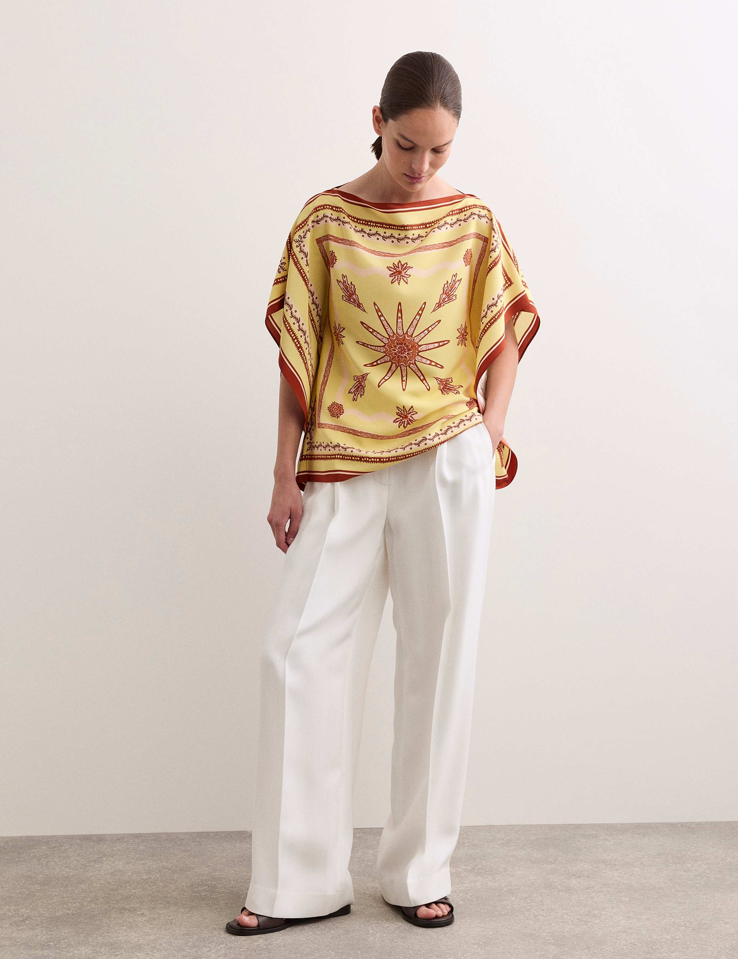 Pure Silk Printed Slash Neck Top 3 of 7