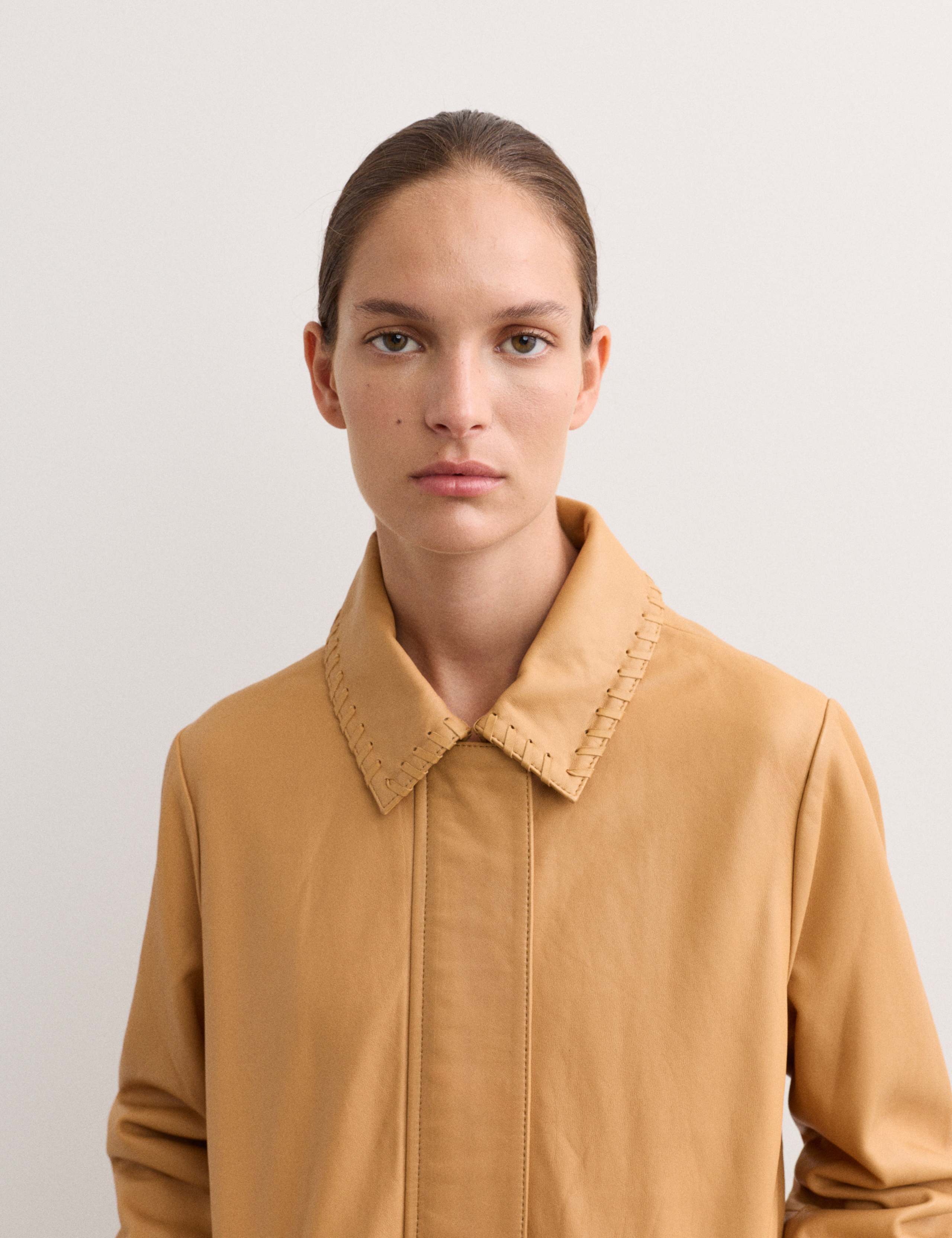 Leather Stitch Detail Collared Jacket 5 of 8