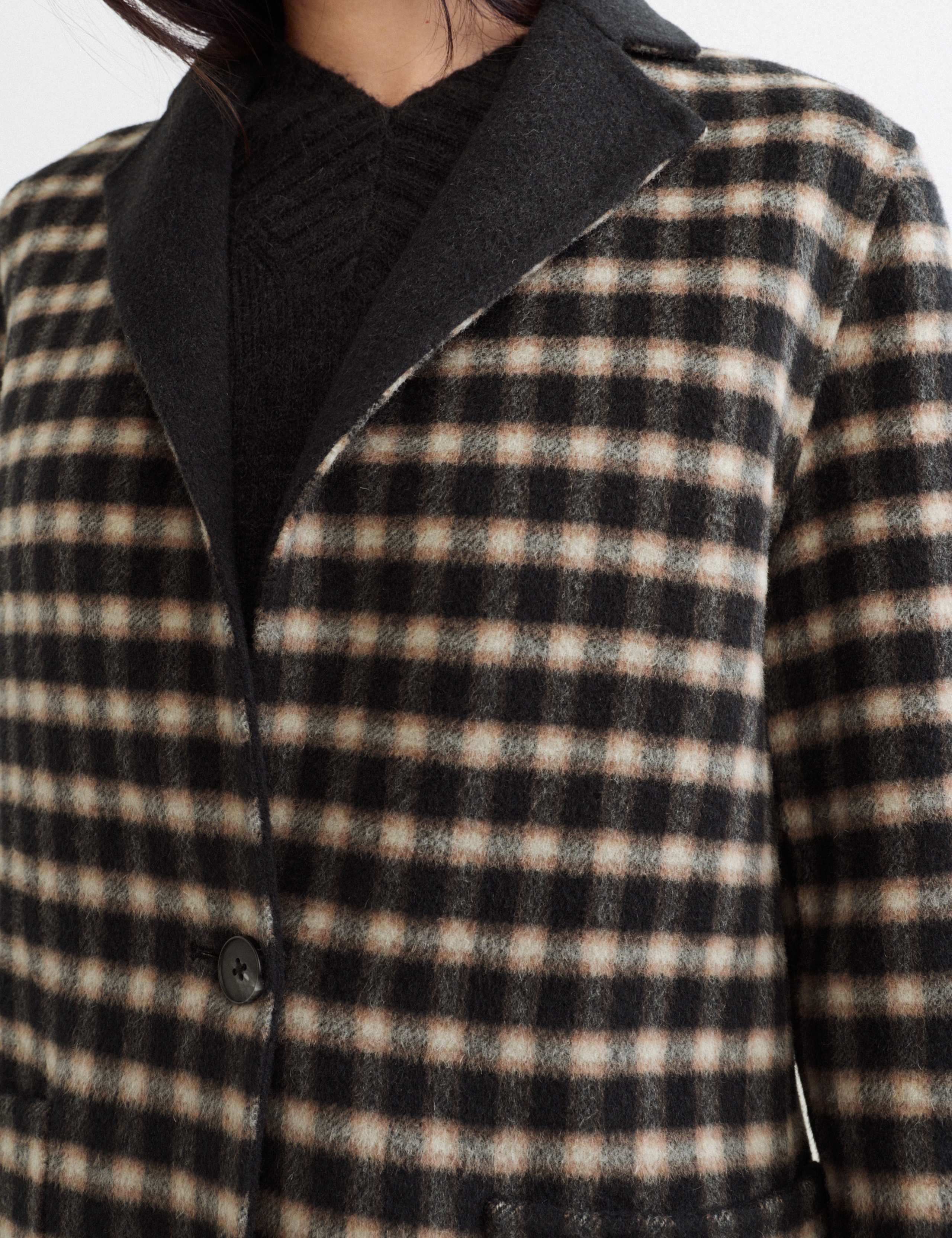 Double Faced Pure Wool Checked Reversible Blazer 3 of 7