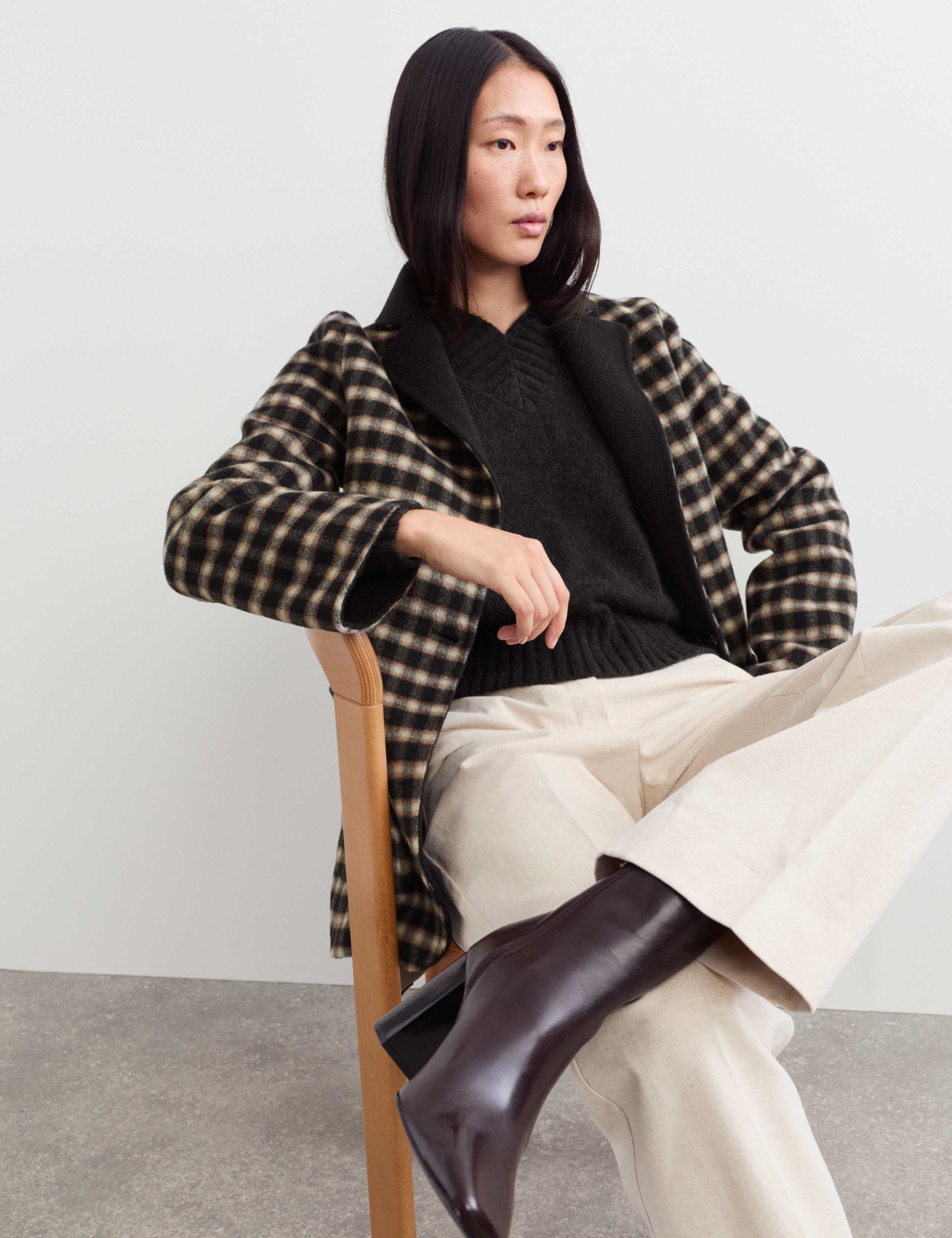 Double Faced Pure Wool Checked Reversible Blazer 4 of 7