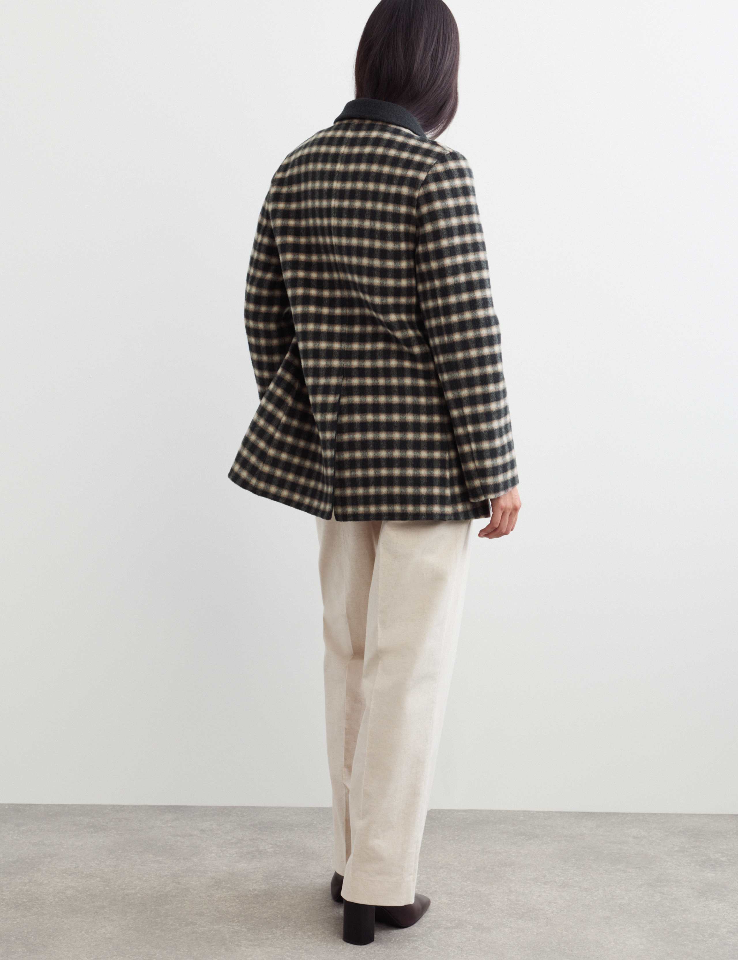 Double Faced Pure Wool Checked Reversible Blazer 6 of 7
