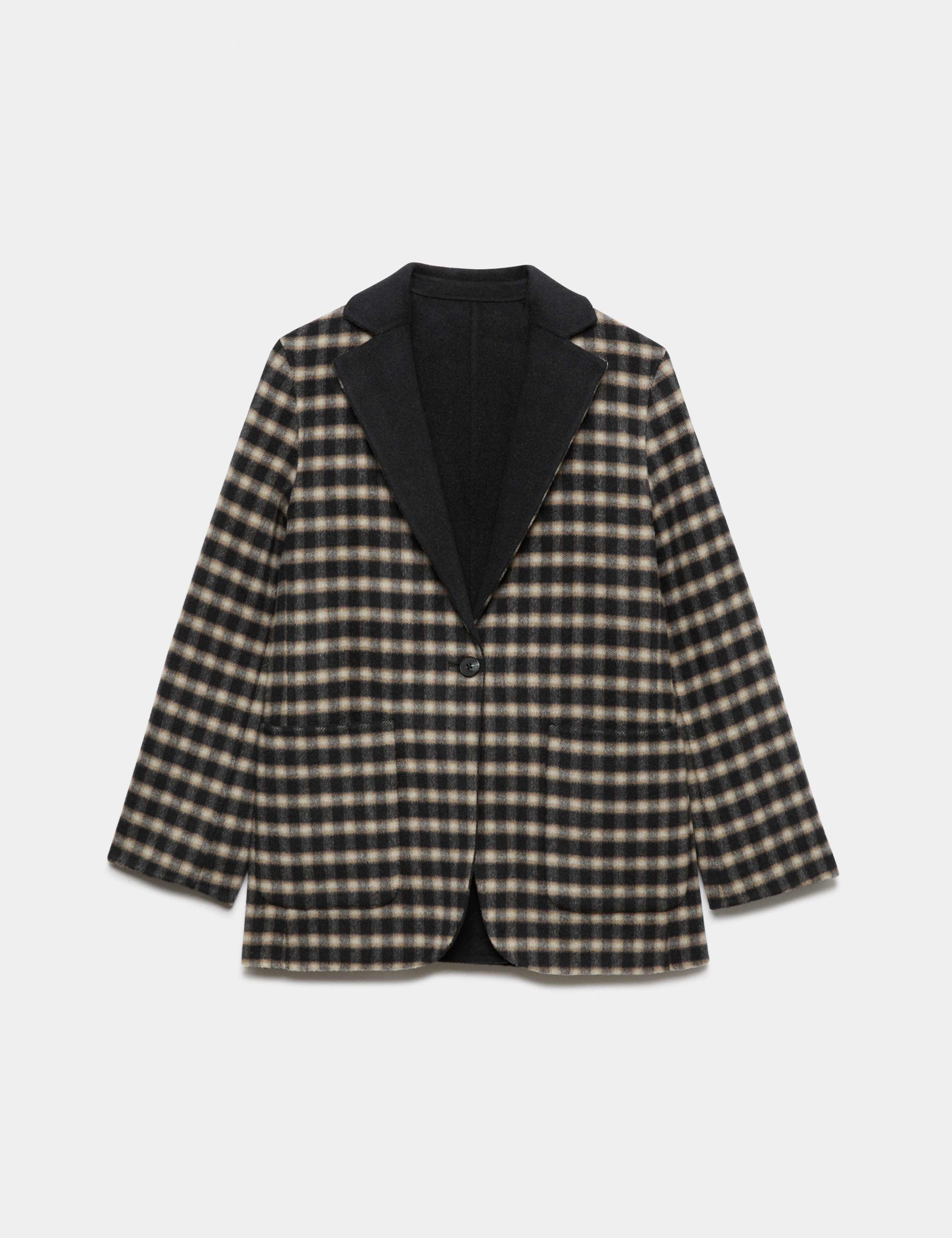 Double Faced Pure Wool Checked Reversible Blazer 2 of 7