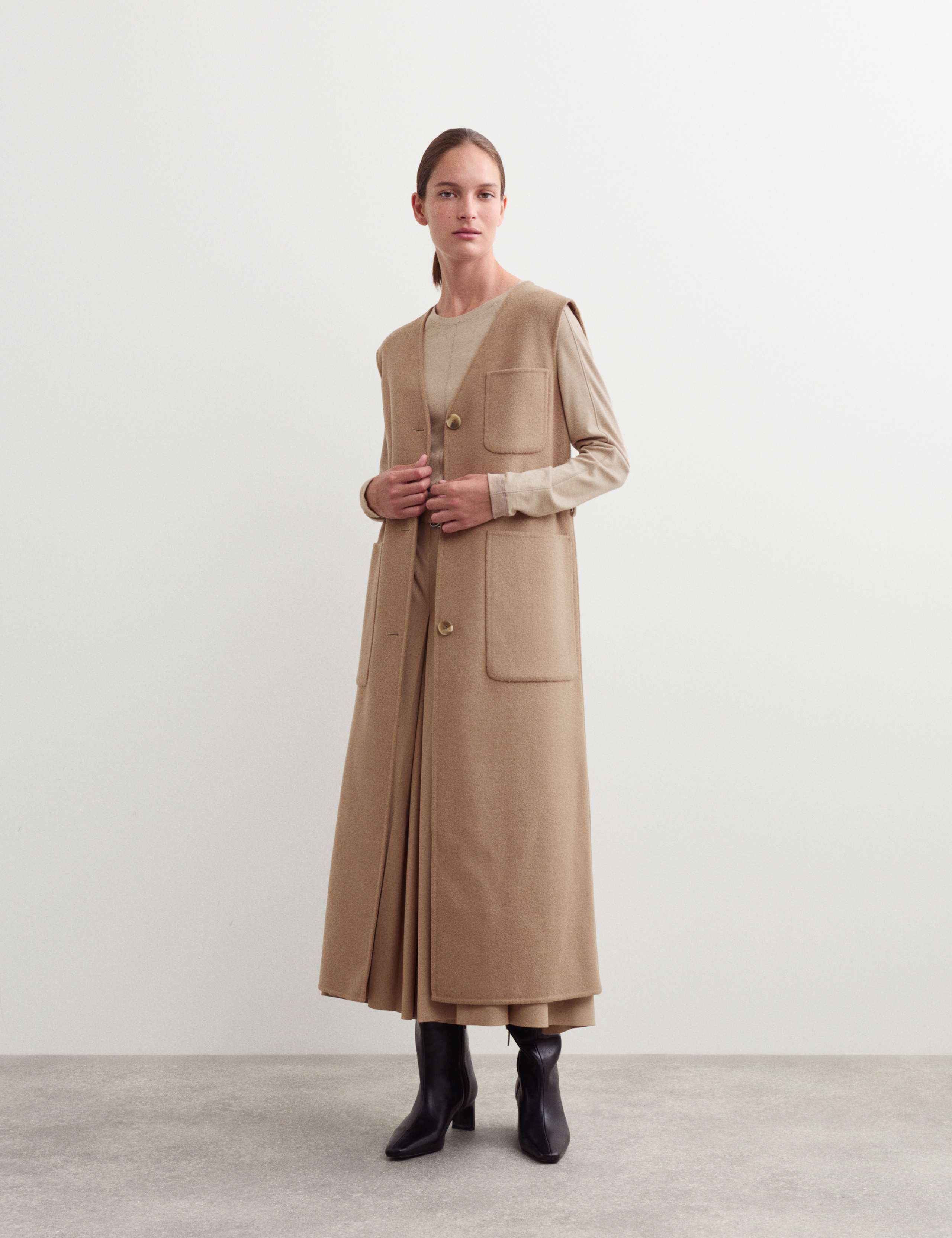 Pure Wool Double Face Longline Waistcoat 1 of 7