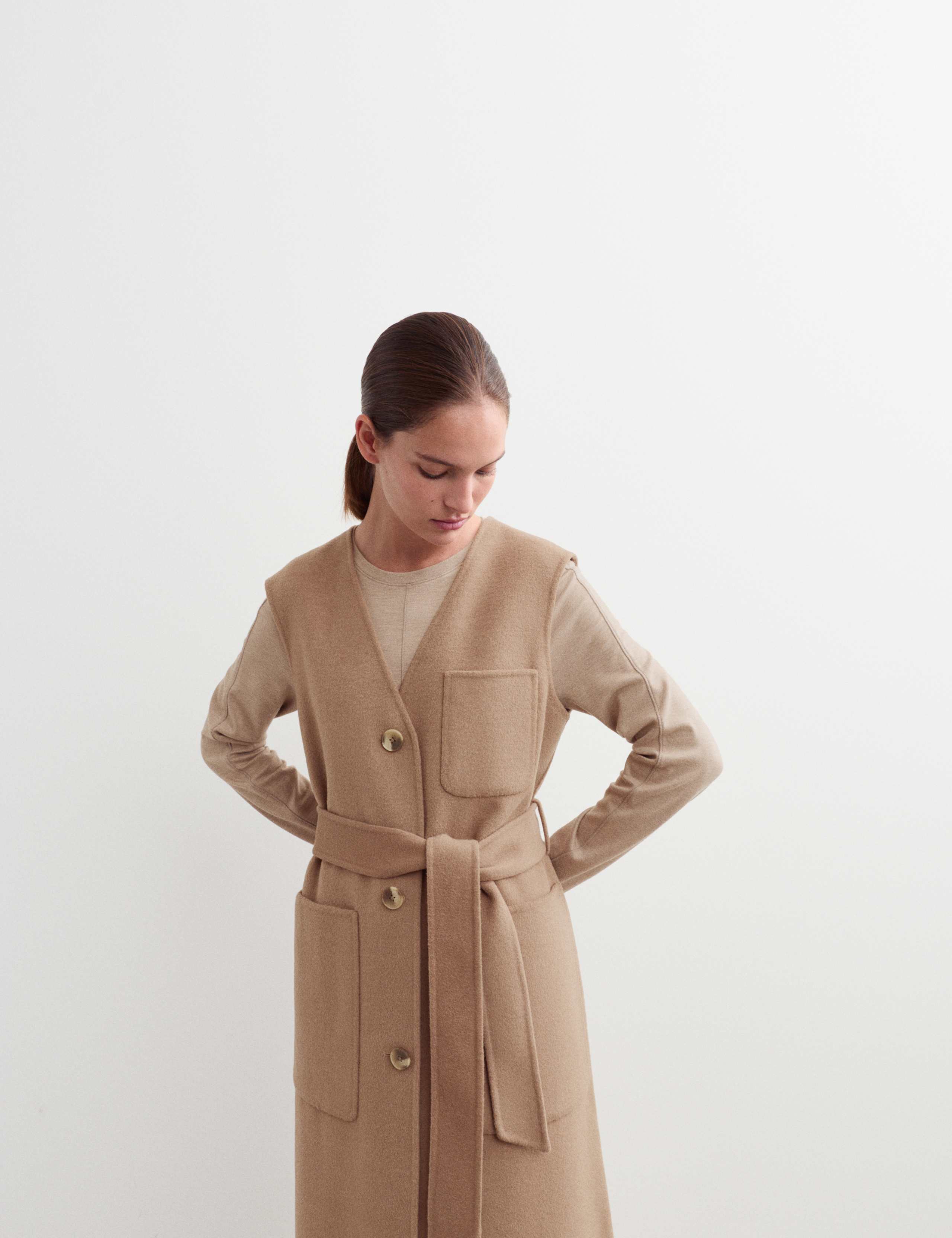 Pure Wool Double Face Longline Waistcoat 4 of 7