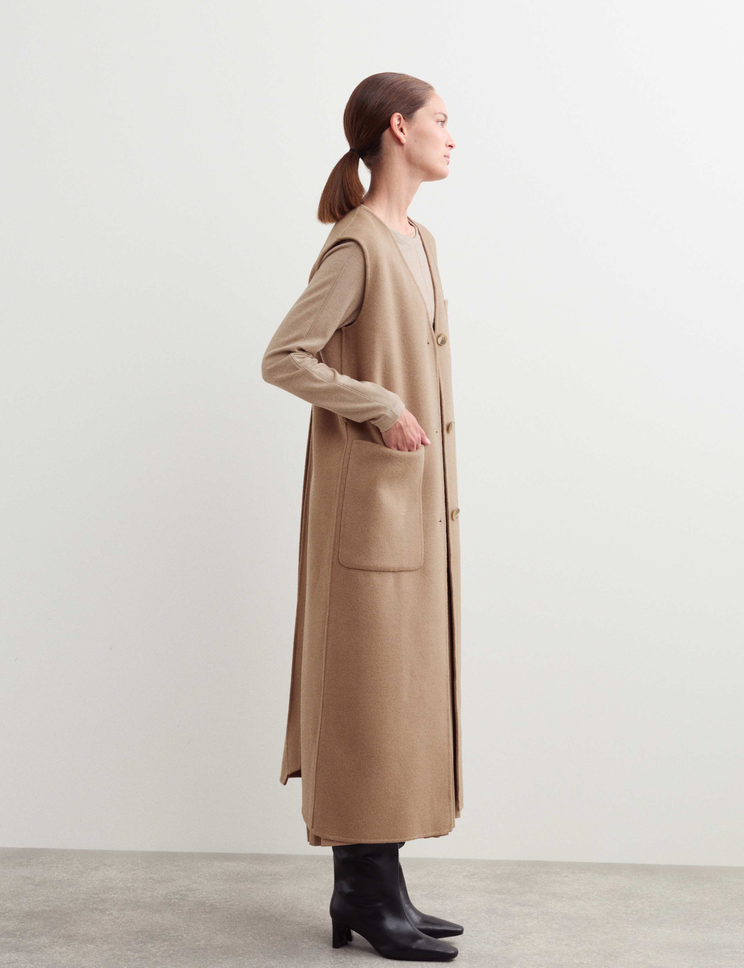 Pure Wool Double Face Longline Waistcoat 5 of 7