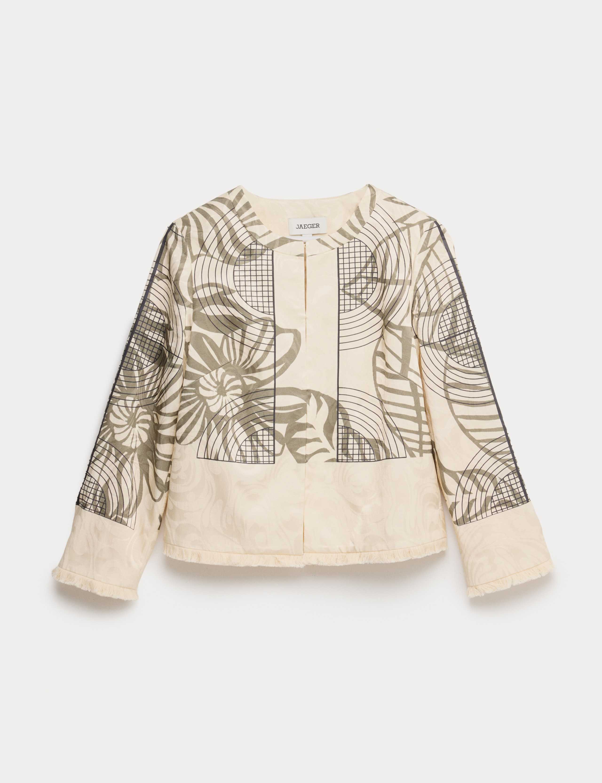 Satin Jacquard Printed Cropped Jacket 2 of 7