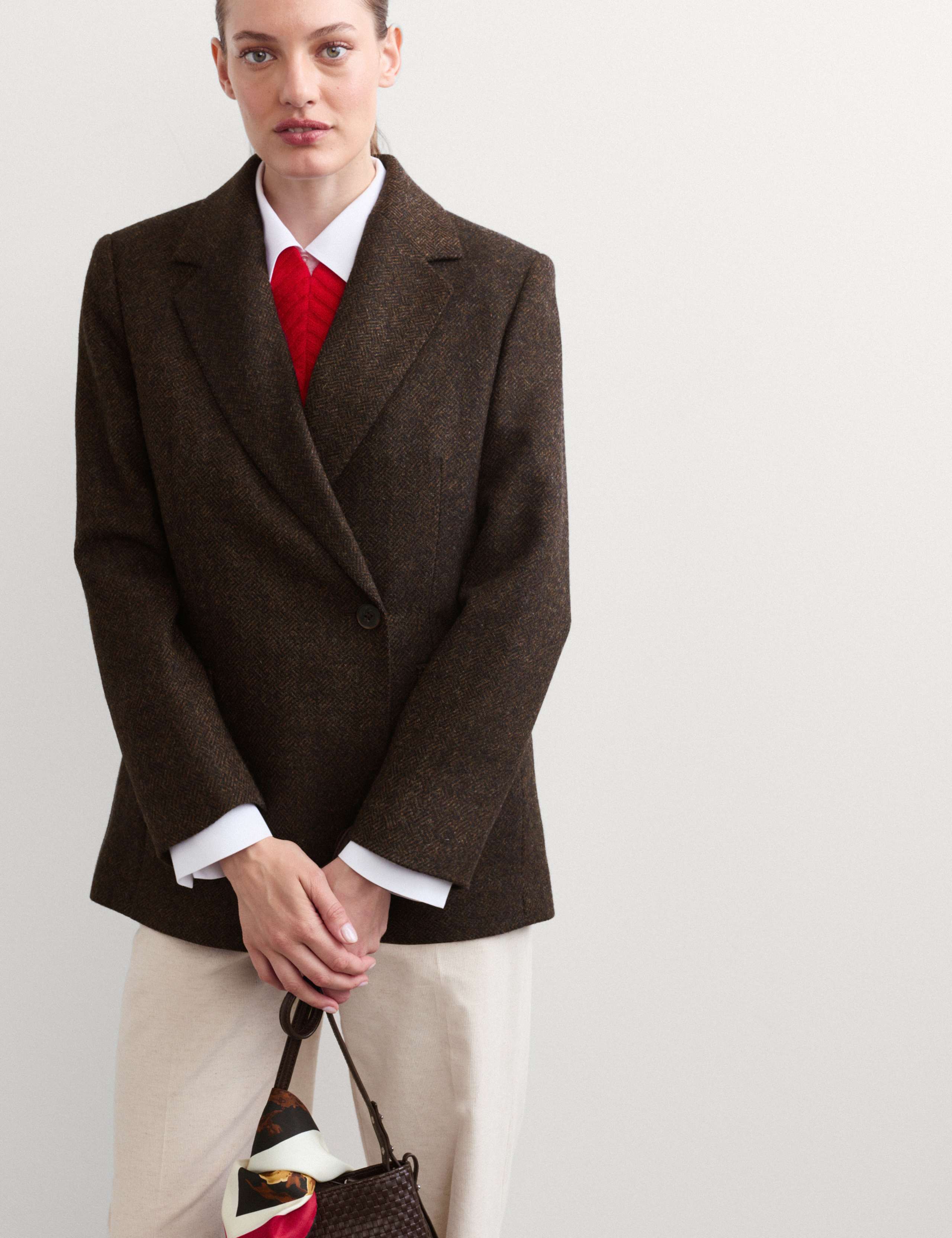 Pure Wool Tailored Herringbone Blazer 3 of 8