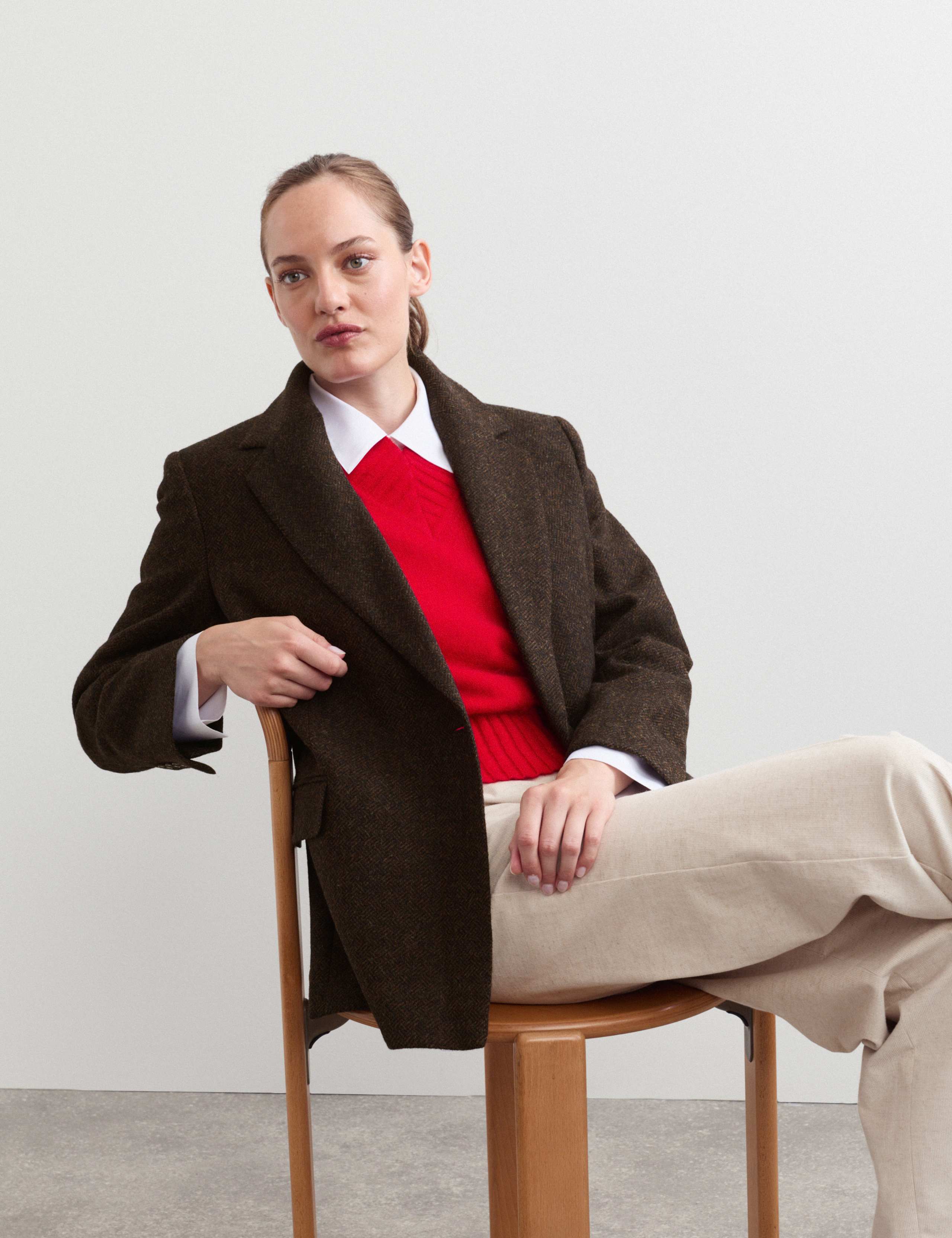 Pure Wool Tailored Herringbone Blazer 5 of 8