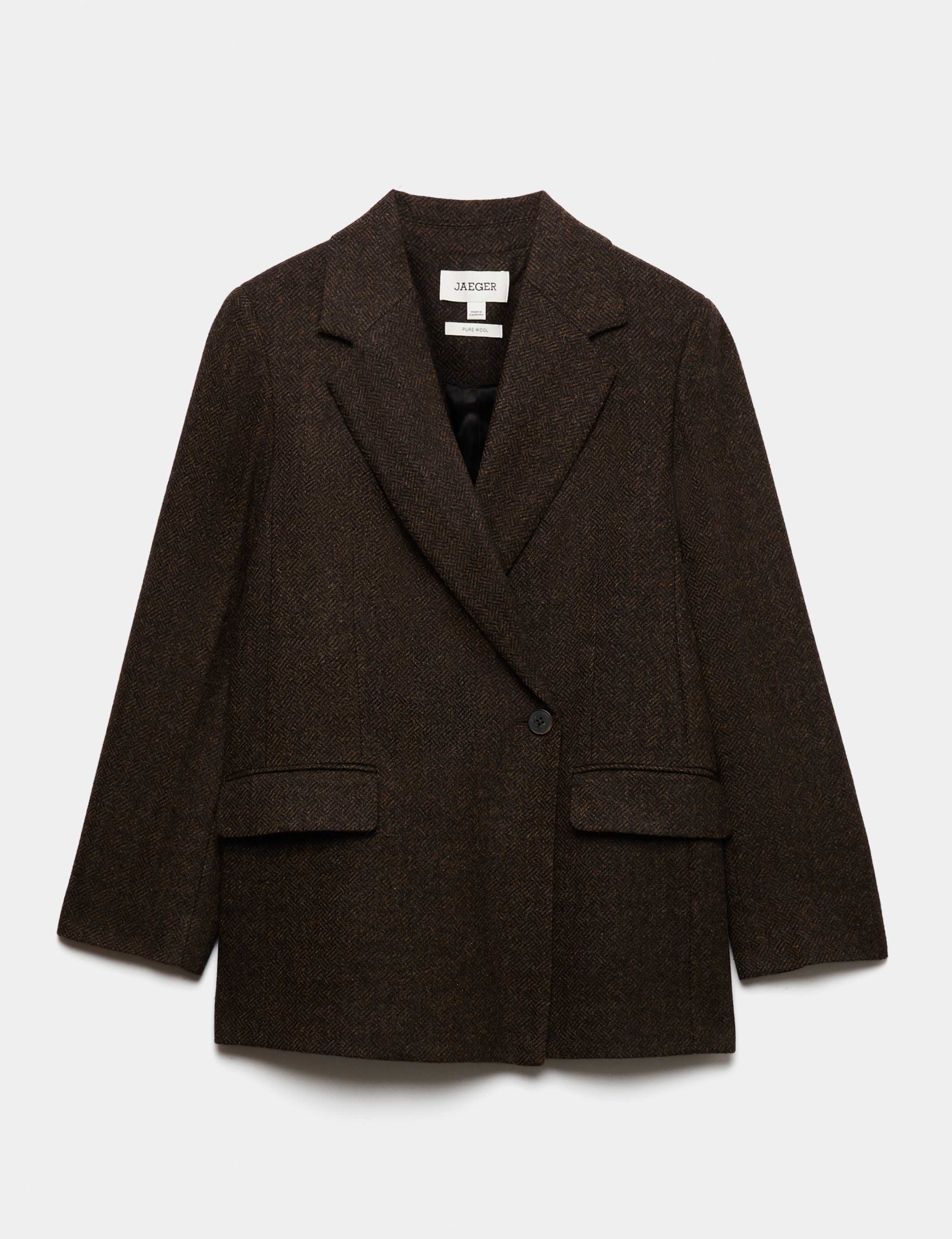 Pure Wool Tailored Herringbone Blazer 2 of 8
