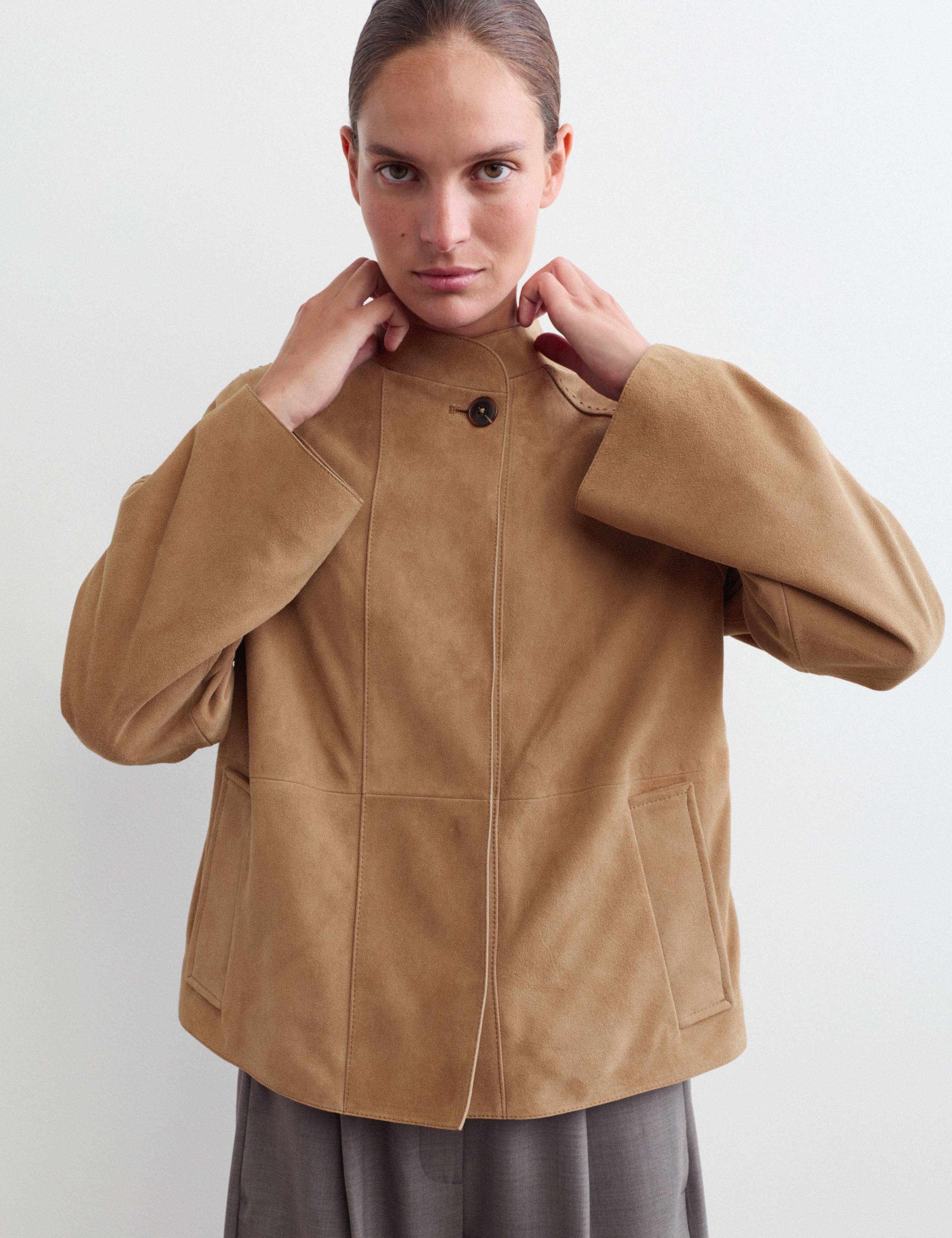 Suede Sculpted Short Jacket 3 of 8